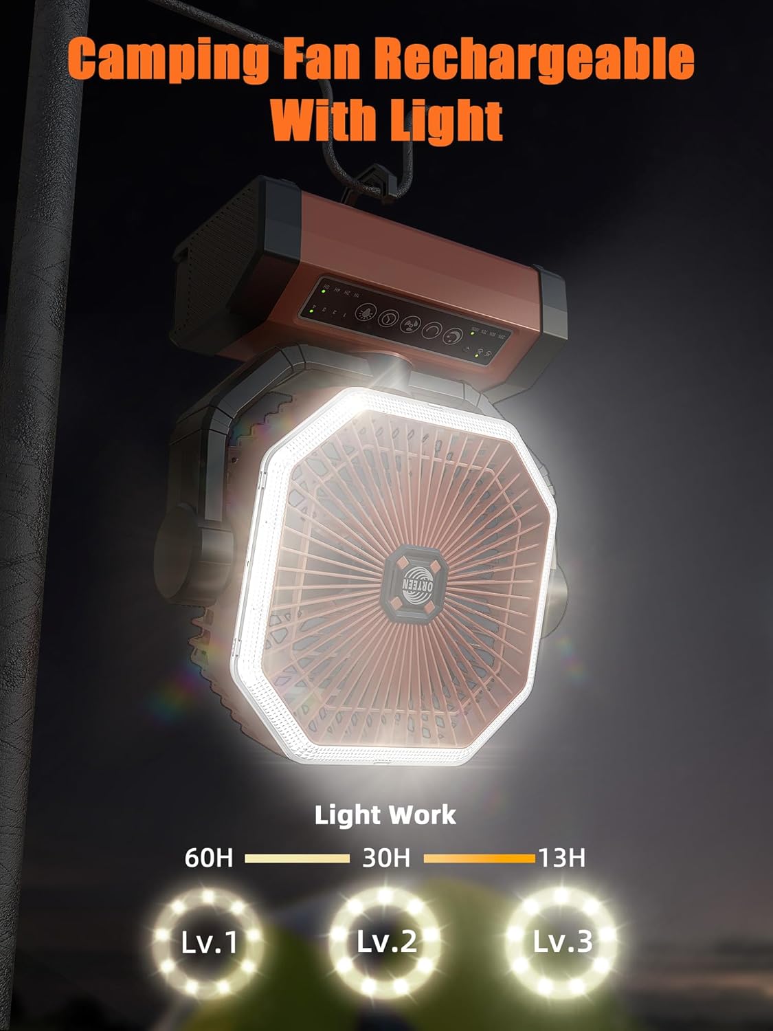 Ventilador alimentado por batería,ventilador recargable ORTEEN.