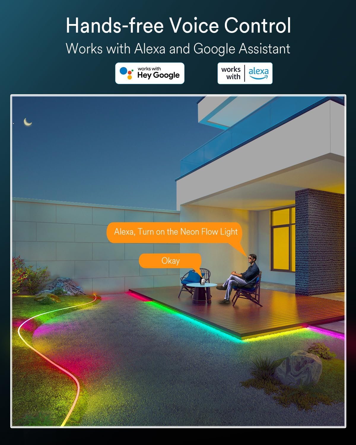 Luces de cuerda de neón Ligency, 5 m, RGB, resistente al agua.