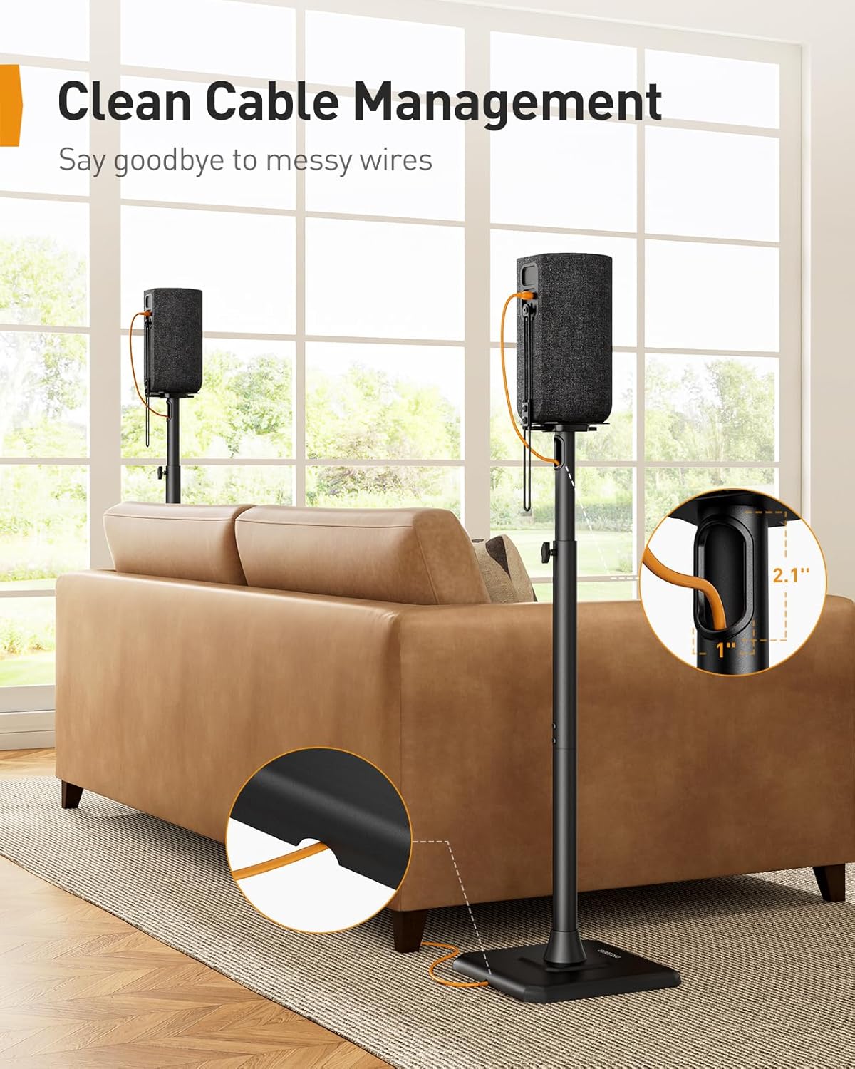 Par de soportes para altavoces, 33-42" de altura, ajustable.