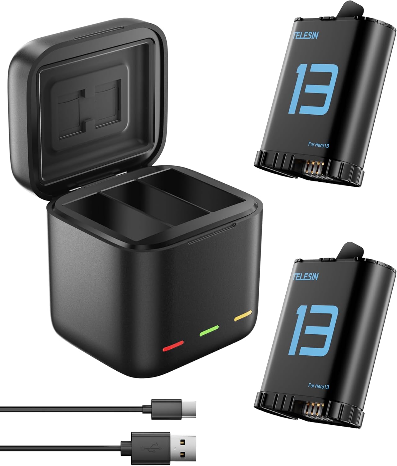 TELESIN Hero13 - Kit de cargador de batería – Paquete de 2 baterías.