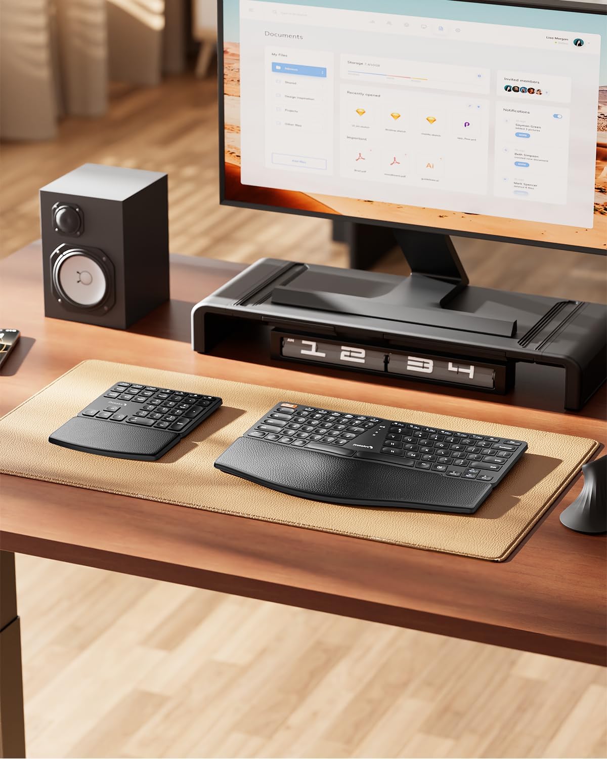 Teclado ergonómico inalámbrico ProtoArc EK04 Ergo con teclado numérico separado