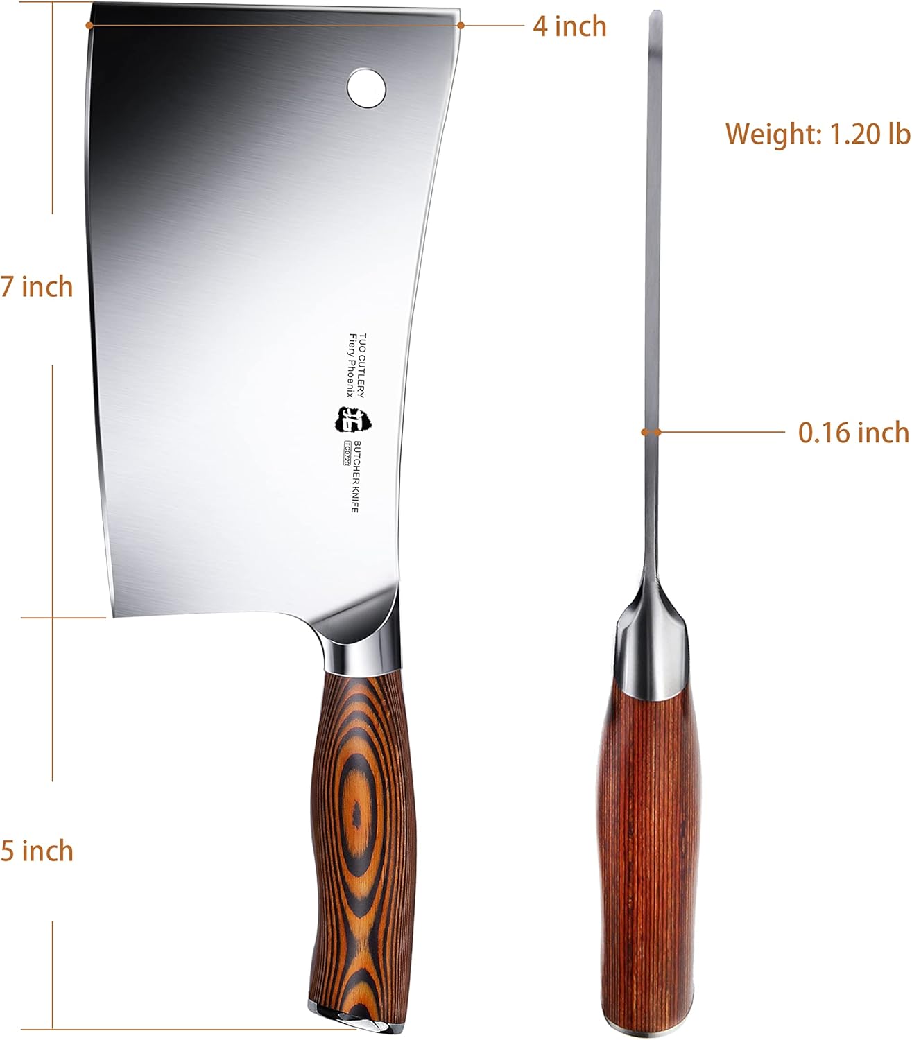 Cuchillo de carnicero de acero inoxidable, alemán, TUO.