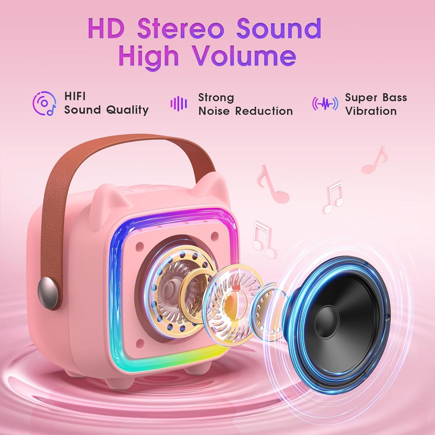 Mini máquina de karaoke SXH para niños, BT, portatil, 1 micrófono.