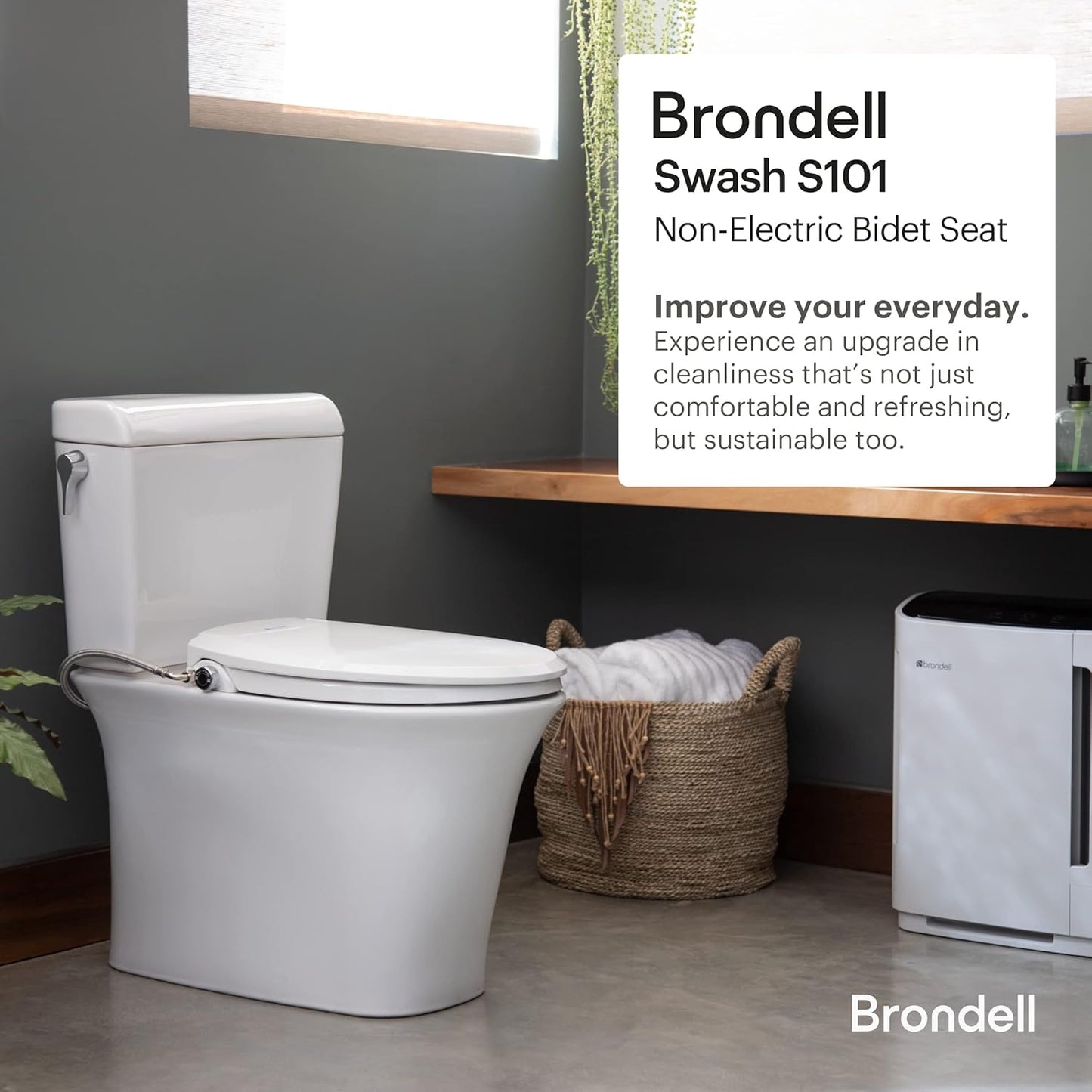 Asiento de inodoro con bidé no eléctrico, doble boquilla, S101 RW Brondell