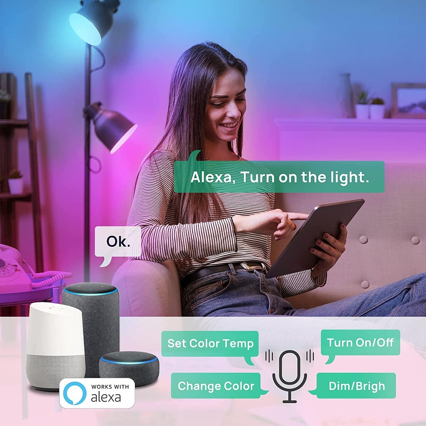 Bombillas inteligentes, WiFi, funciona con Alexa, cambio de color.