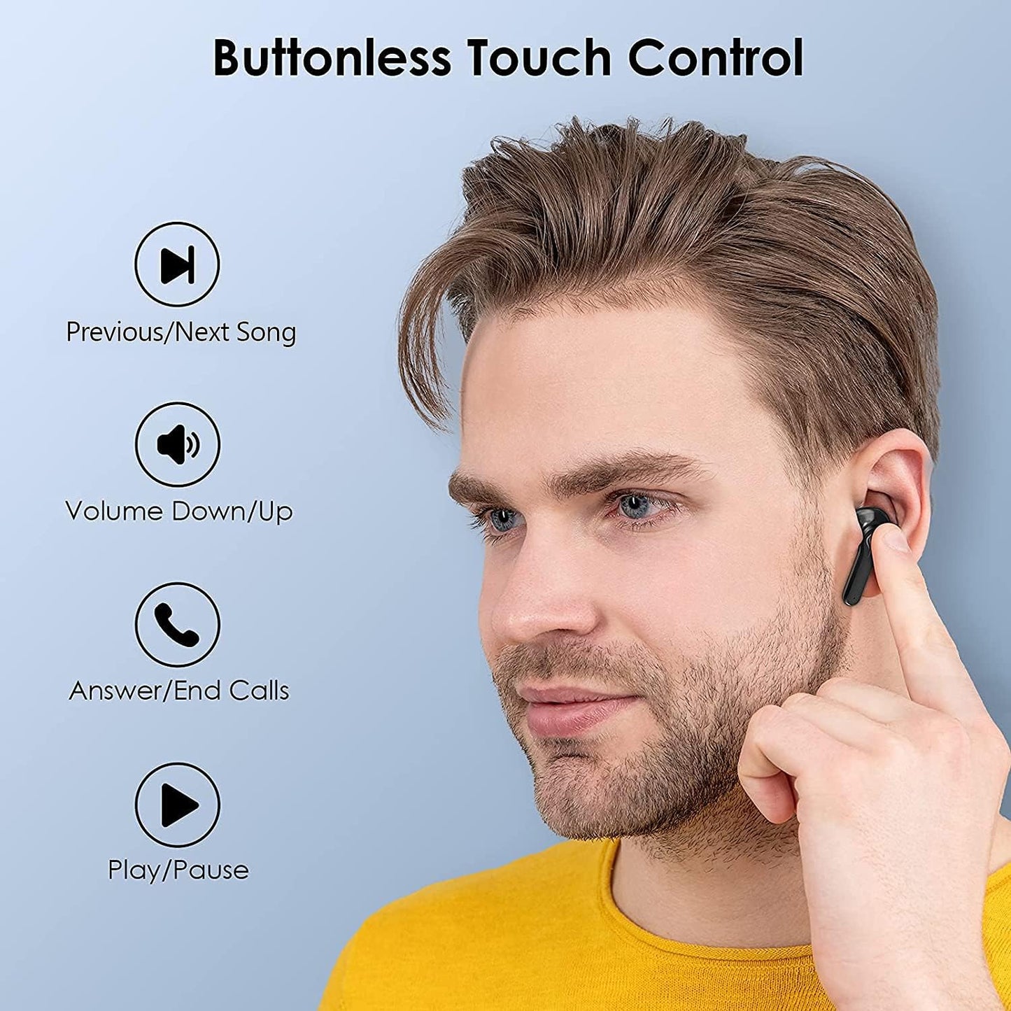 Auriculares inalámbricos Bluetooth 5.1, para juegos, control táctil.