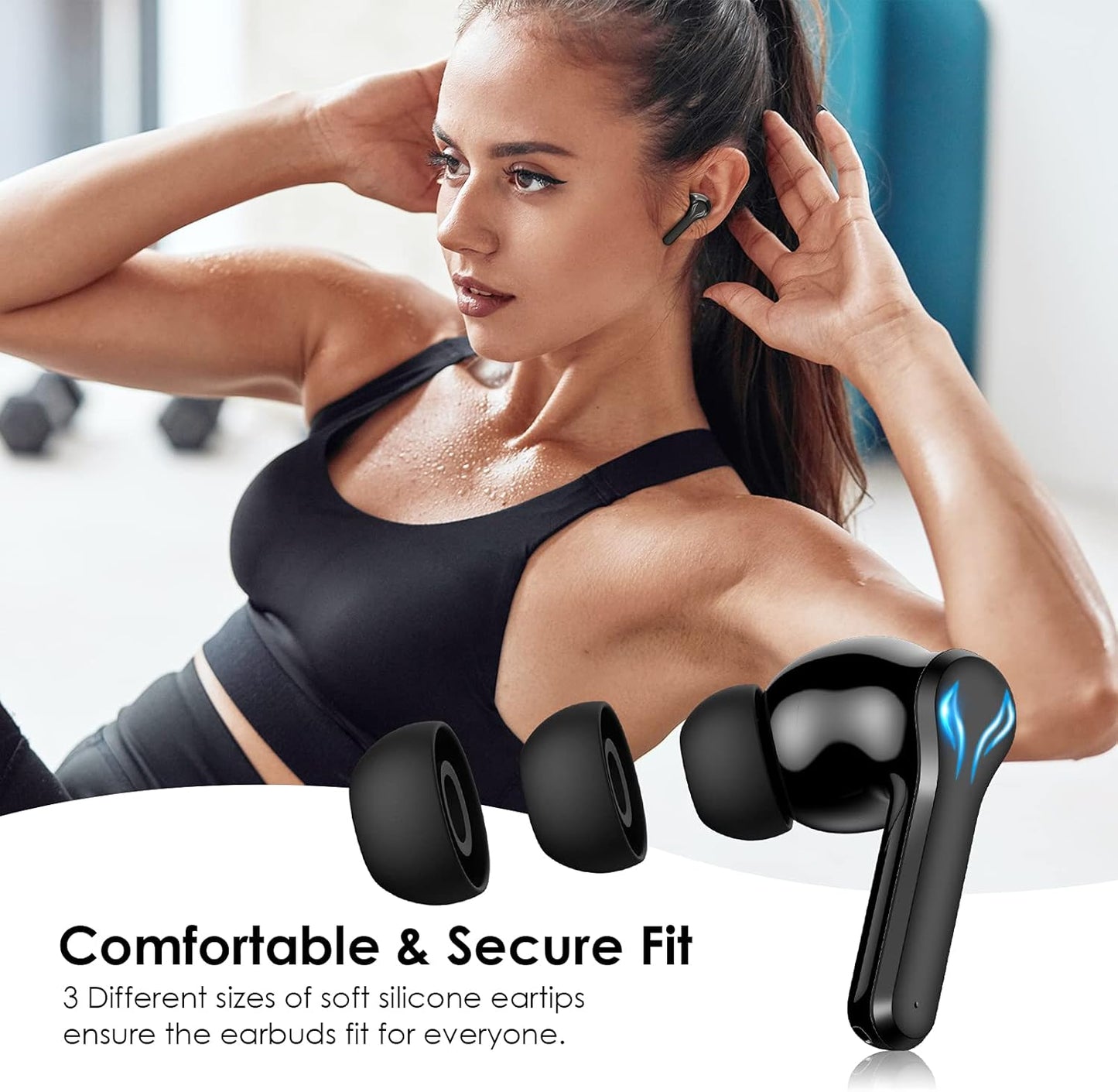 Auriculares inalámbricos Bluetooth 5.1, para juegos, control táctil.