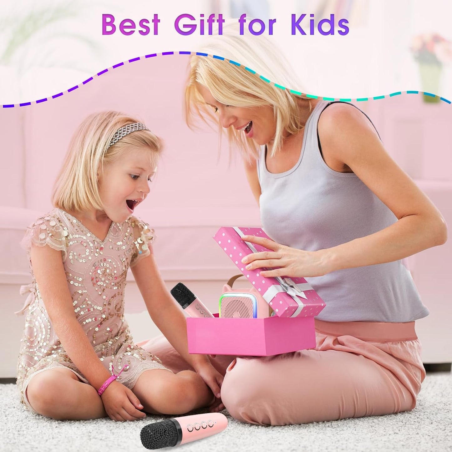 Mini máquina de karaoke SXH para niños, BT, portatil, 1 micrófono.