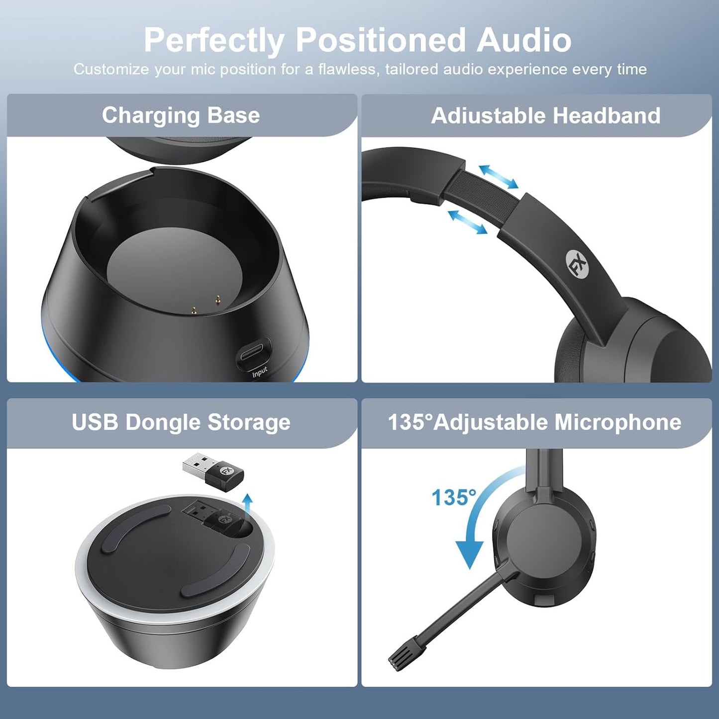 Auriculares inalámbricos Bluetooth con micrófono, FXwonty.