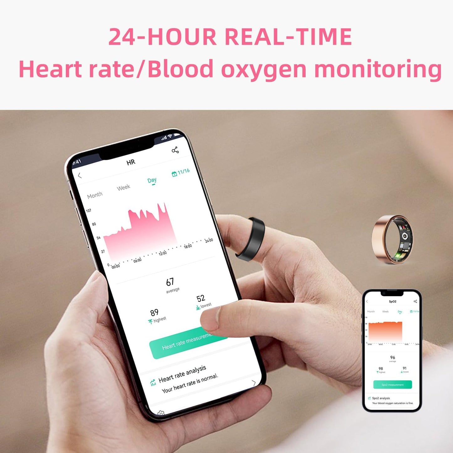 Anillo inteligente: rastreador de salud con monitor de sueño (Usado)