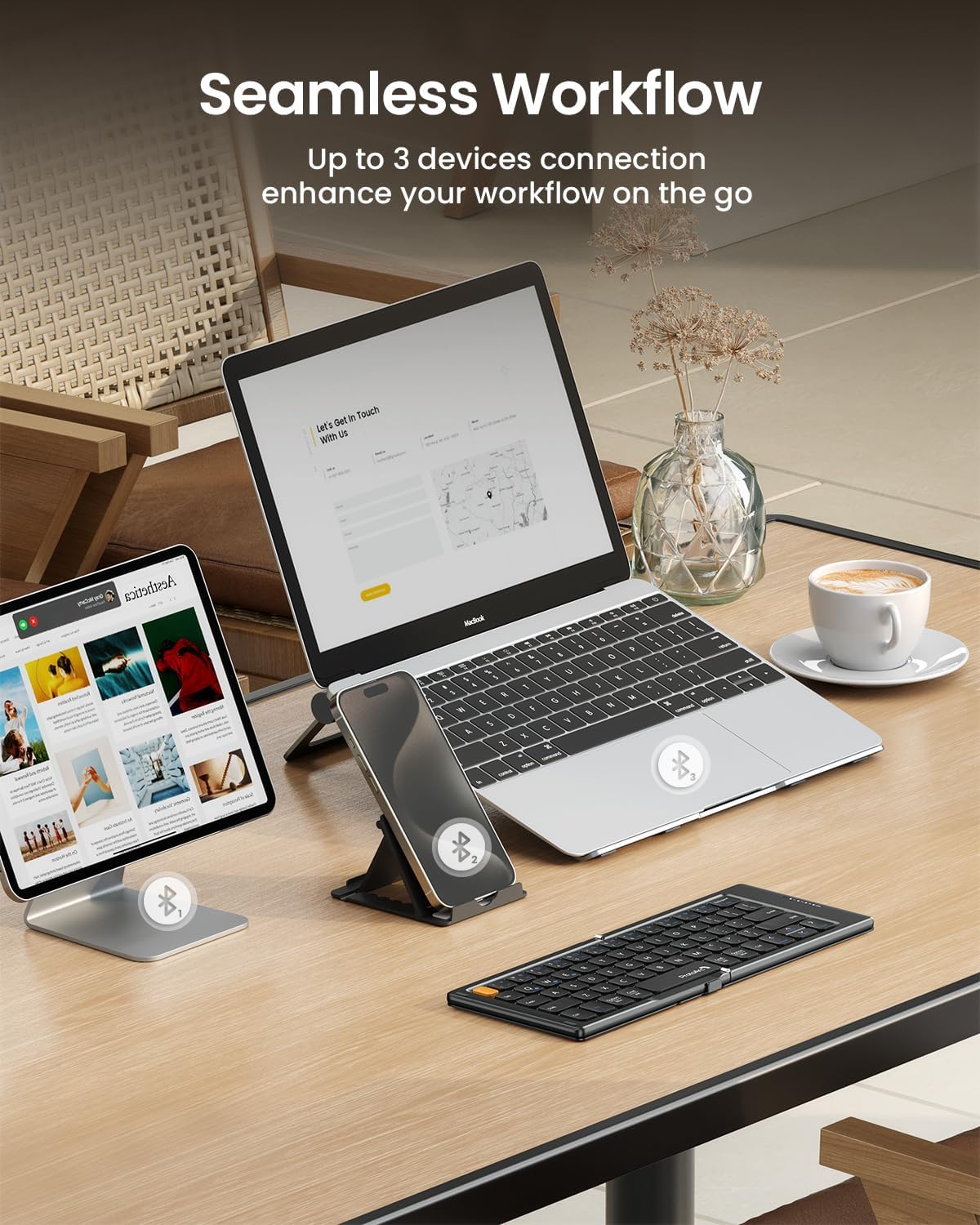 ProtoArc - Teclado compacto plegable XK04 inalámbrico