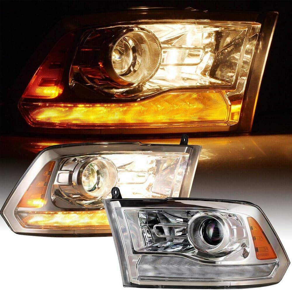 Faros delanteros LED halógenos Dodge Ram 1500 2500 3500 DETALLE