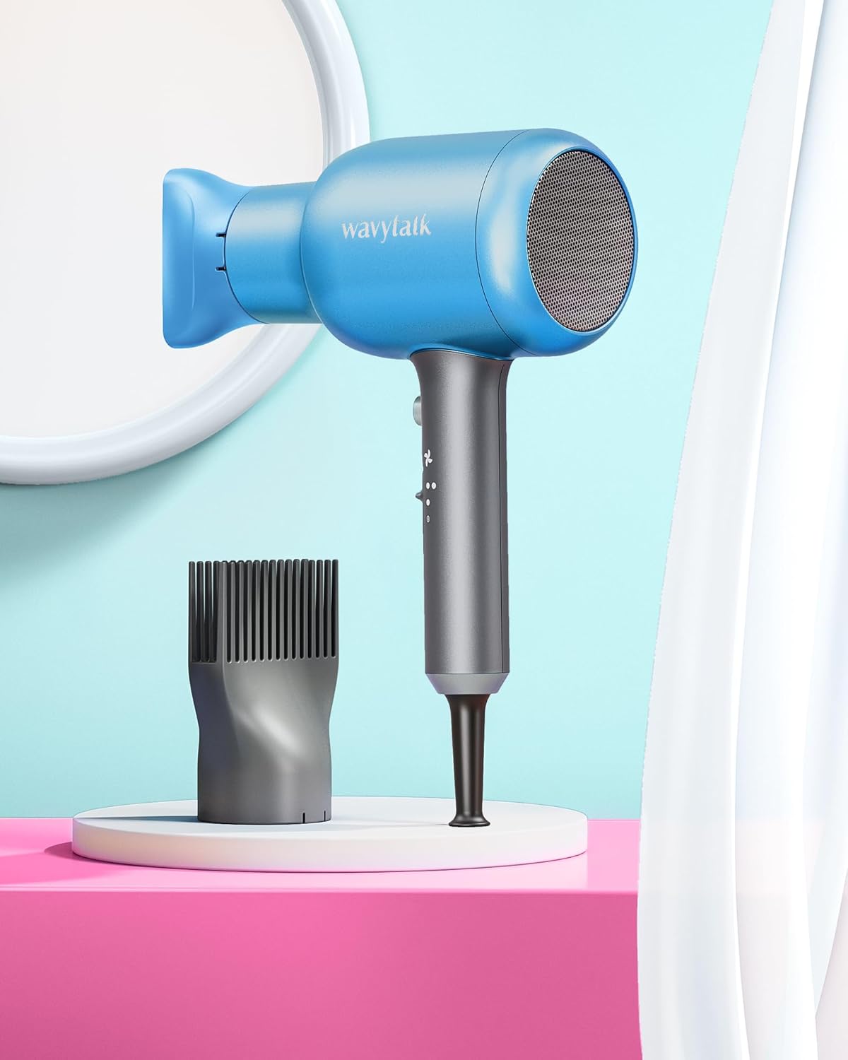 Wavytalk Secador de pelo con difusor, 3 accesorios, ionico.