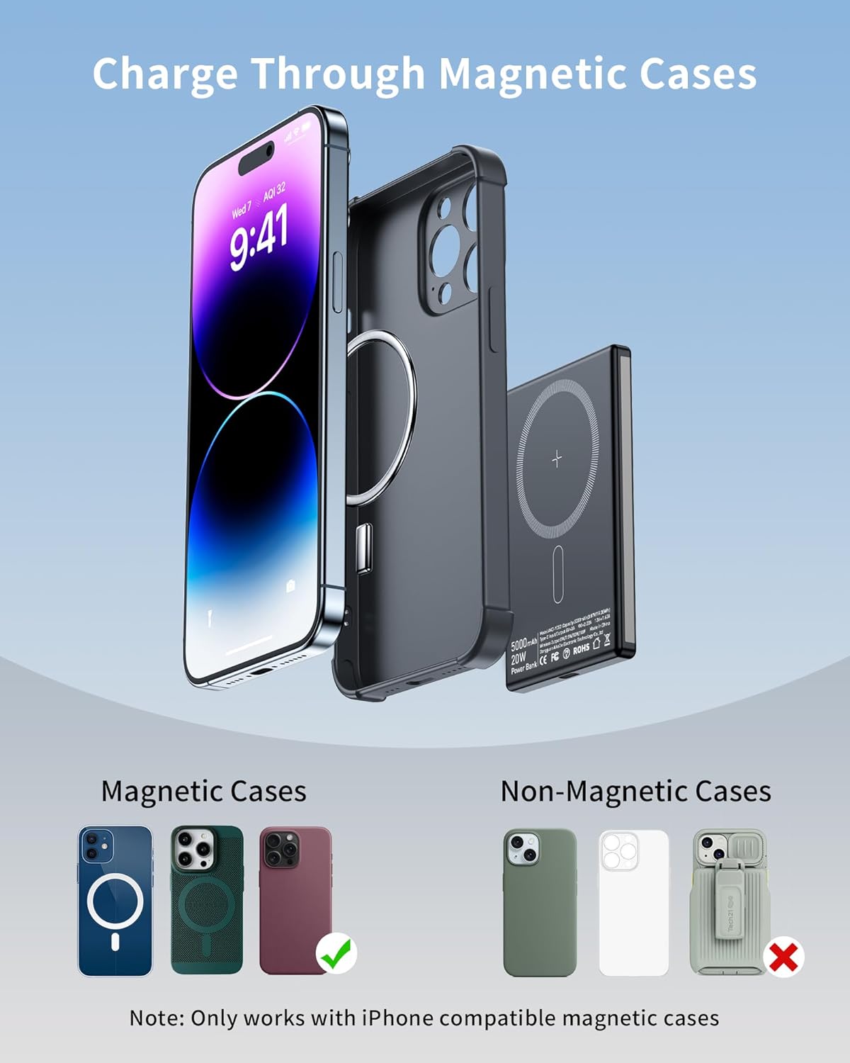 Cargador bateria portátil inalámbrico powerbank 5000 mAh