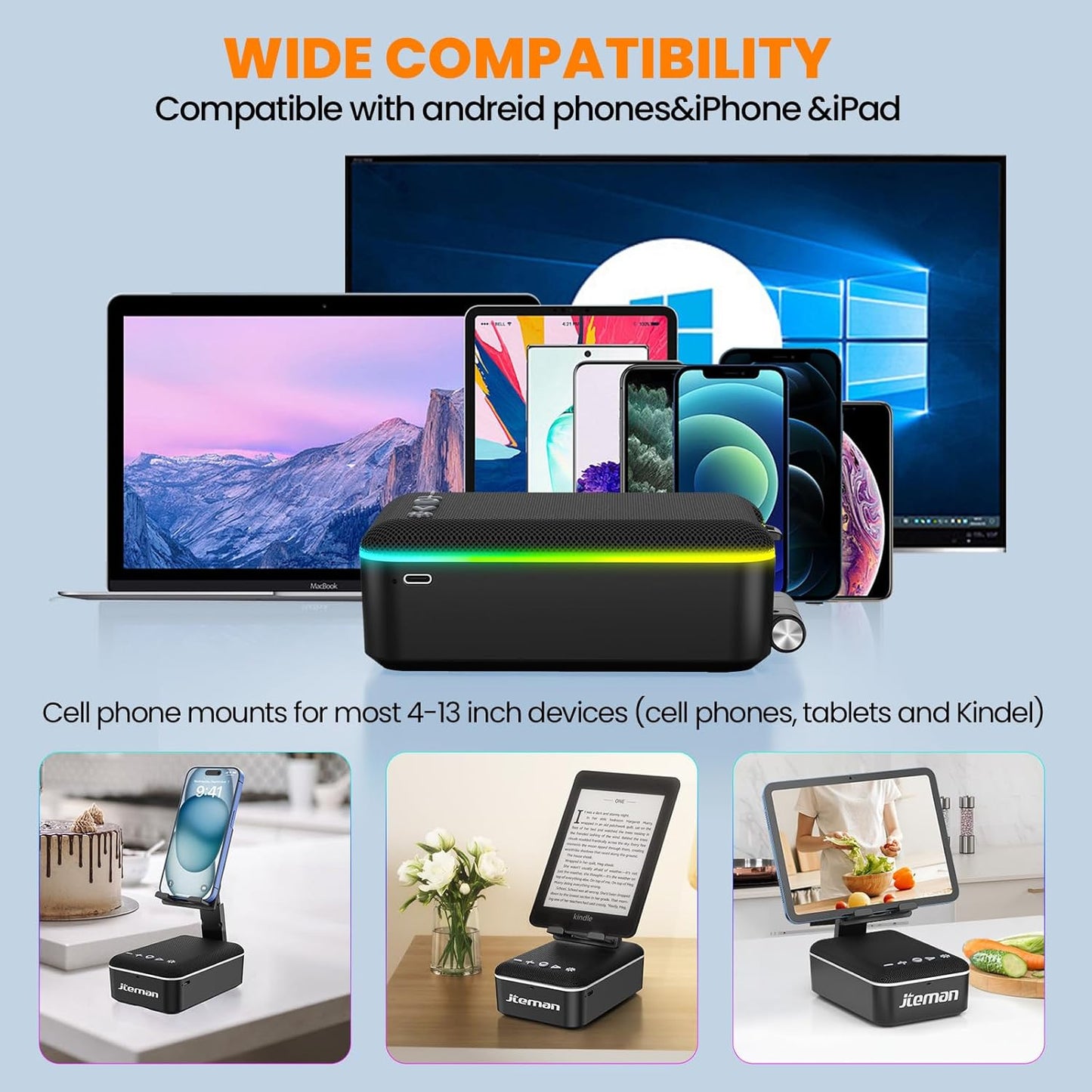 JTEMAN Bocina bluetooth con soporte celular (USADO)