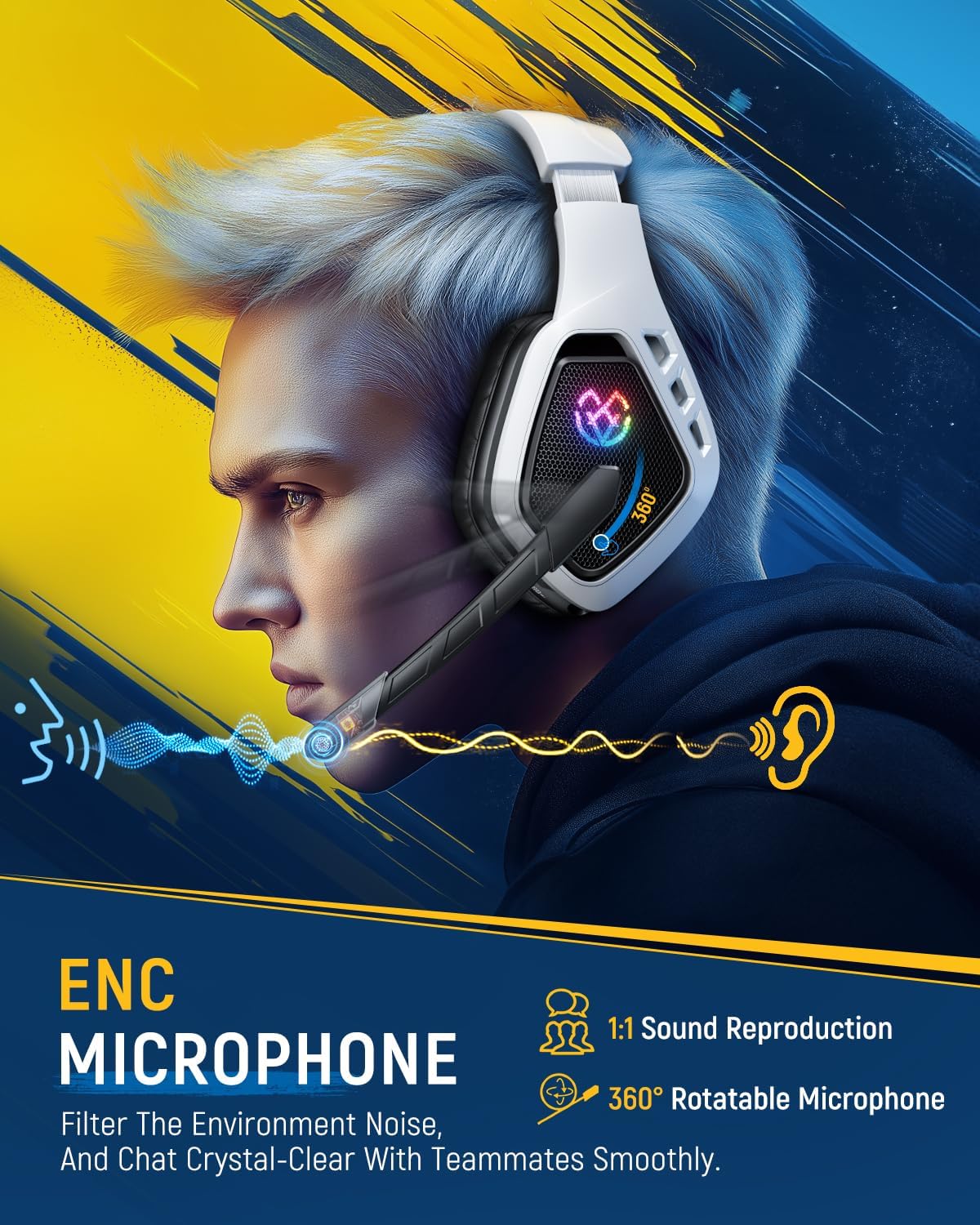 Tatybo Auriculares Inalámbricos para Juegos PC,PS5,PS4.