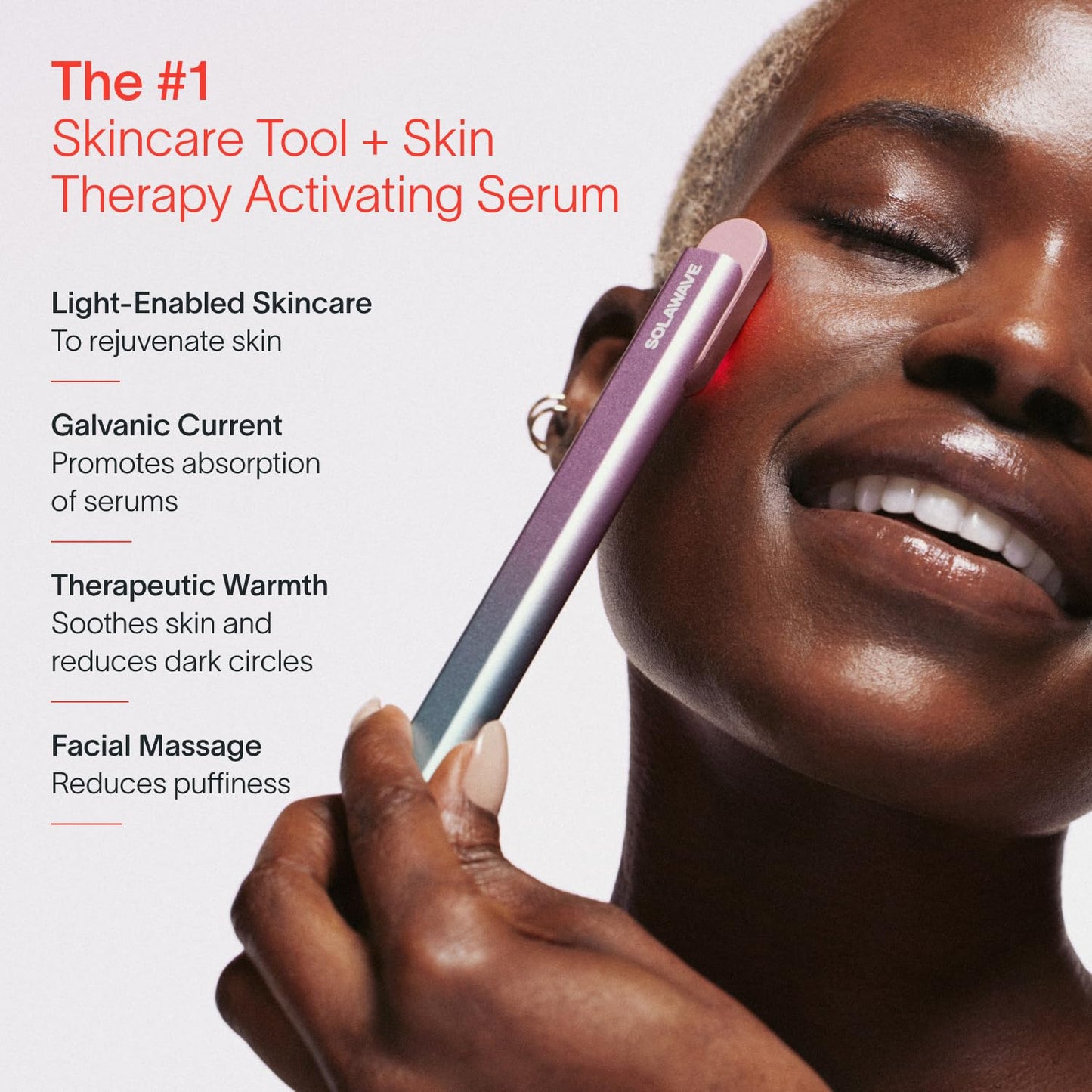 Solawave Paquete de suero de terapia facial 4 en 1 con varita de luz.