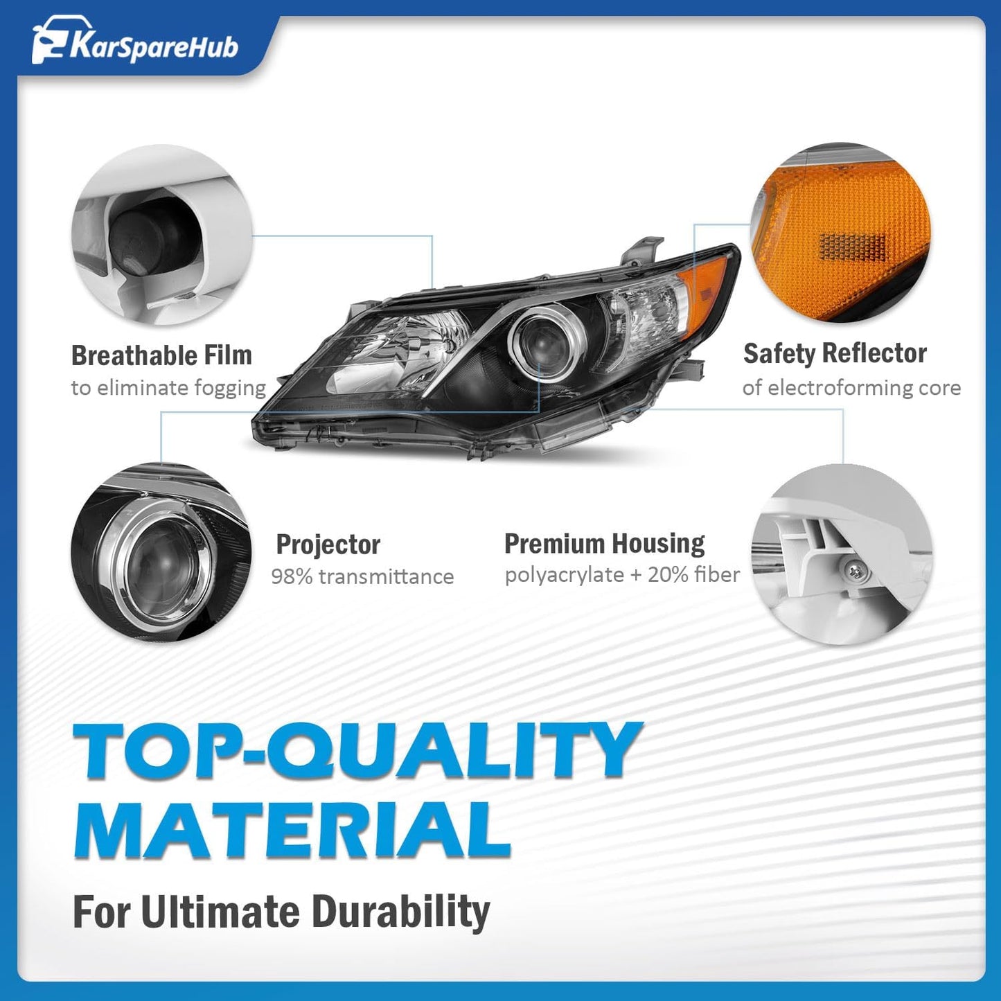 Faros delanteros para Toyota Camry 2012-2014, Black Housing.