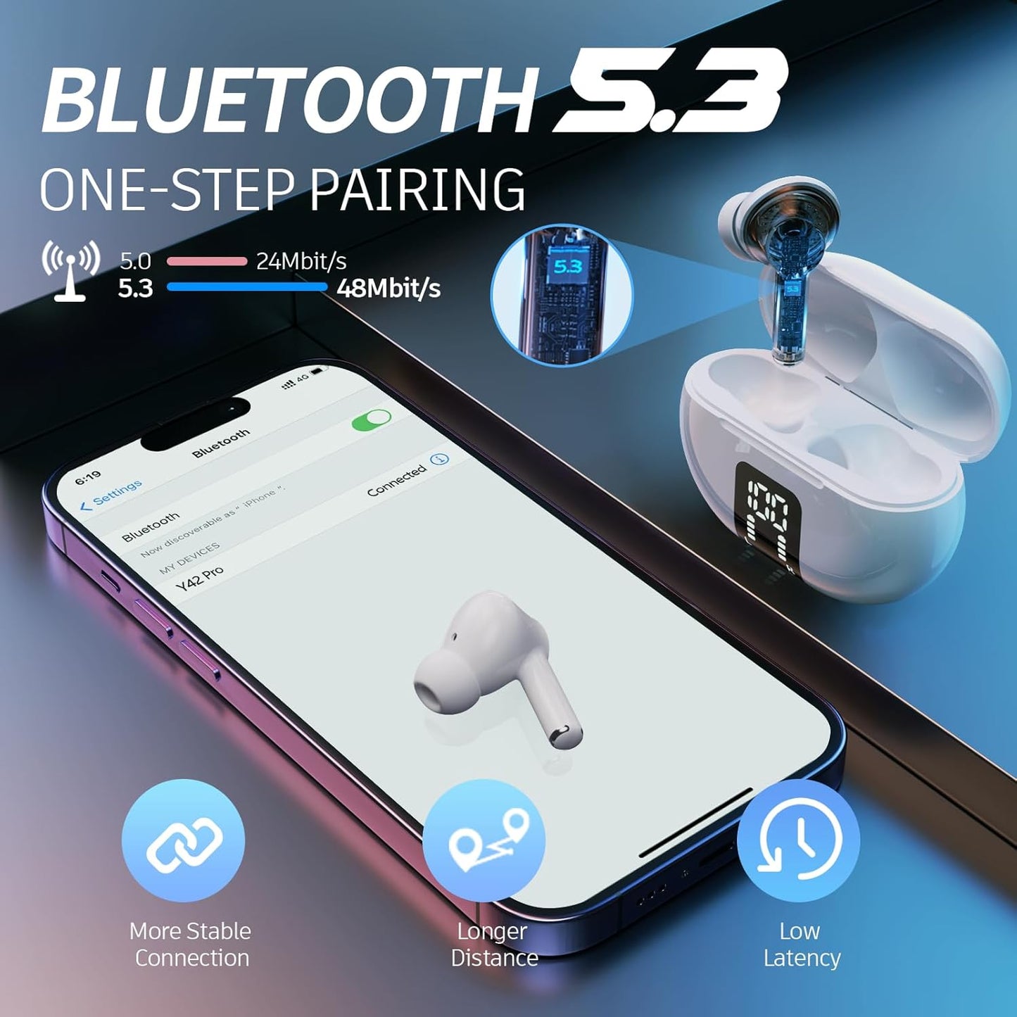 Carego - Auriculares inalámbricos Bluetooth.
