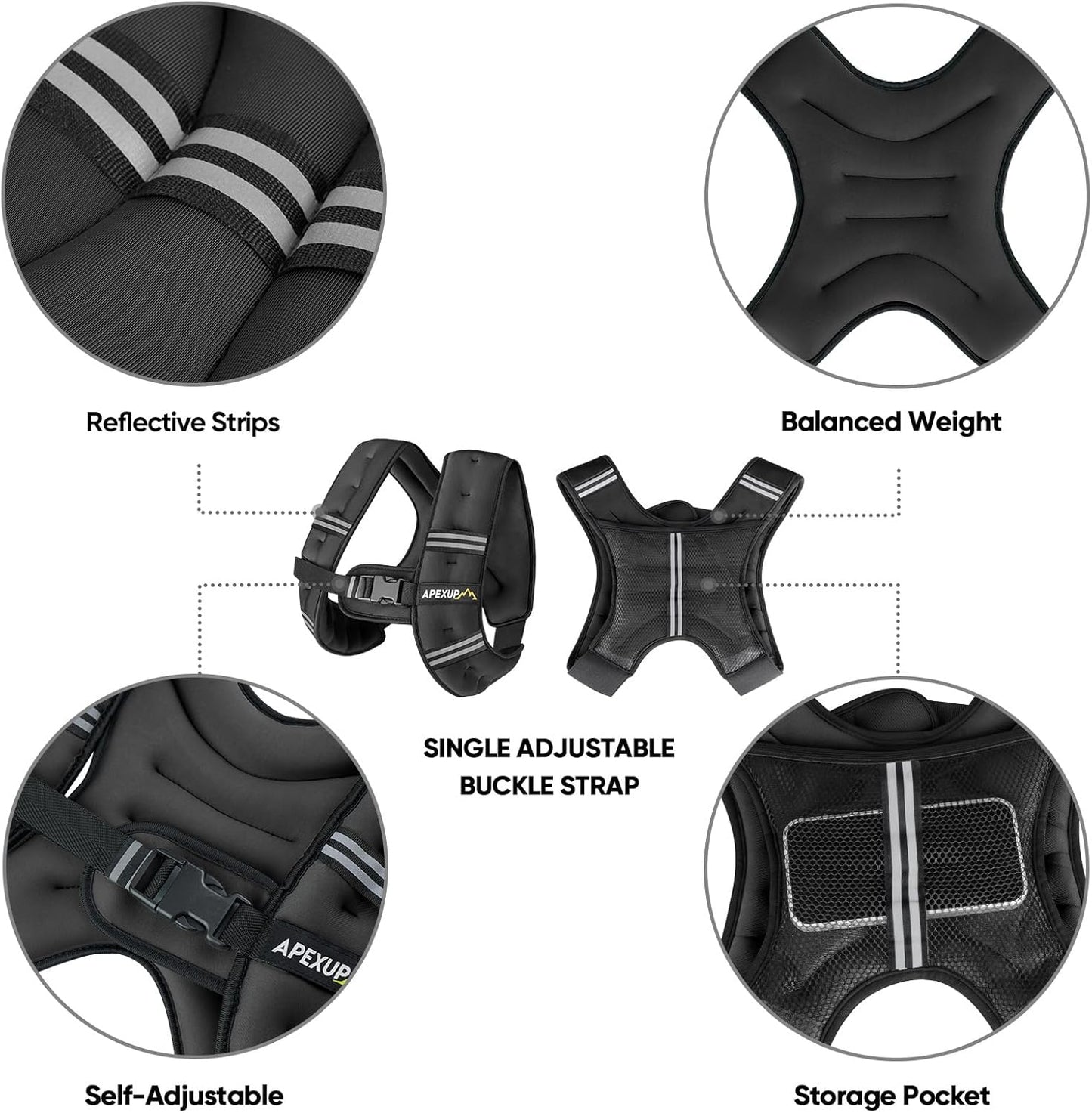 APEXUP - Chaleco con peso para entrenar, 10 libras