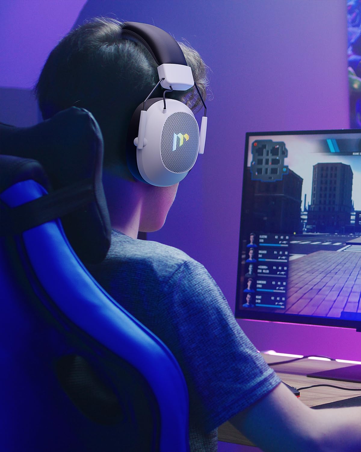 Auriculares inalámbricos, para juegos, de 2,4GHz, BT 5.3, luz RGB.