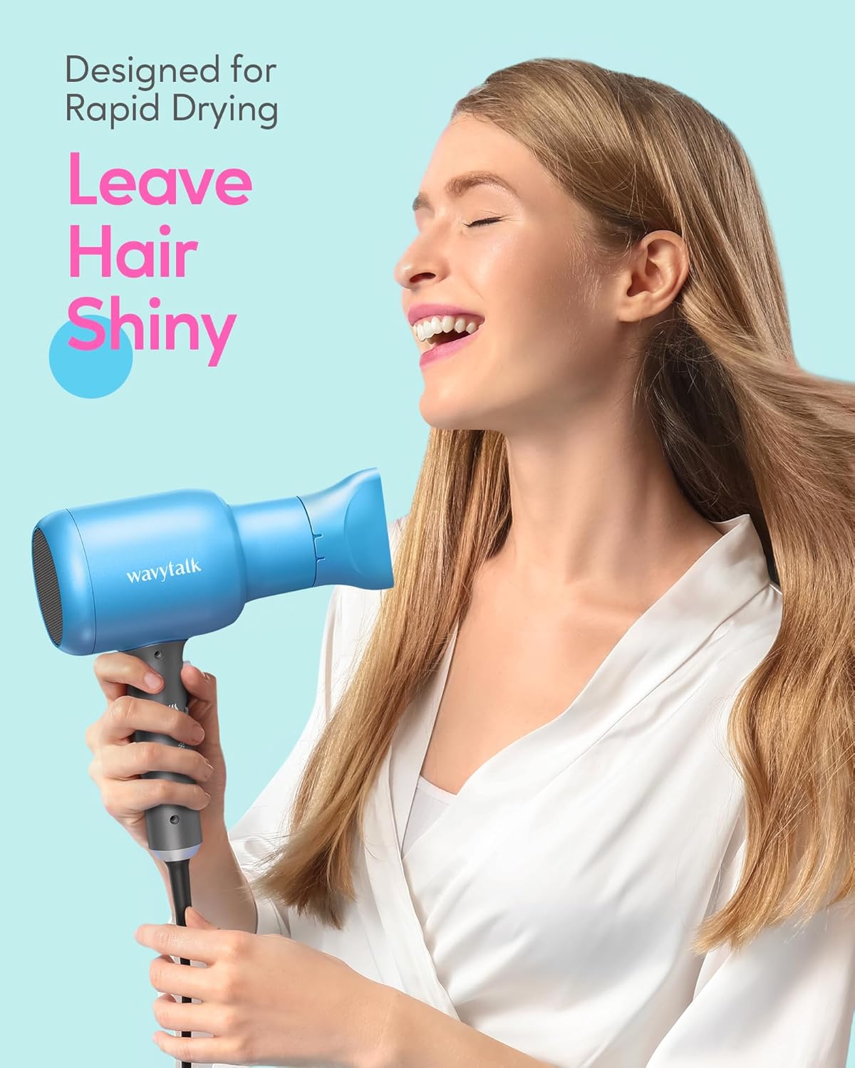 Wavytalk Secador de pelo con difusor, 3 accesorios, ionico.