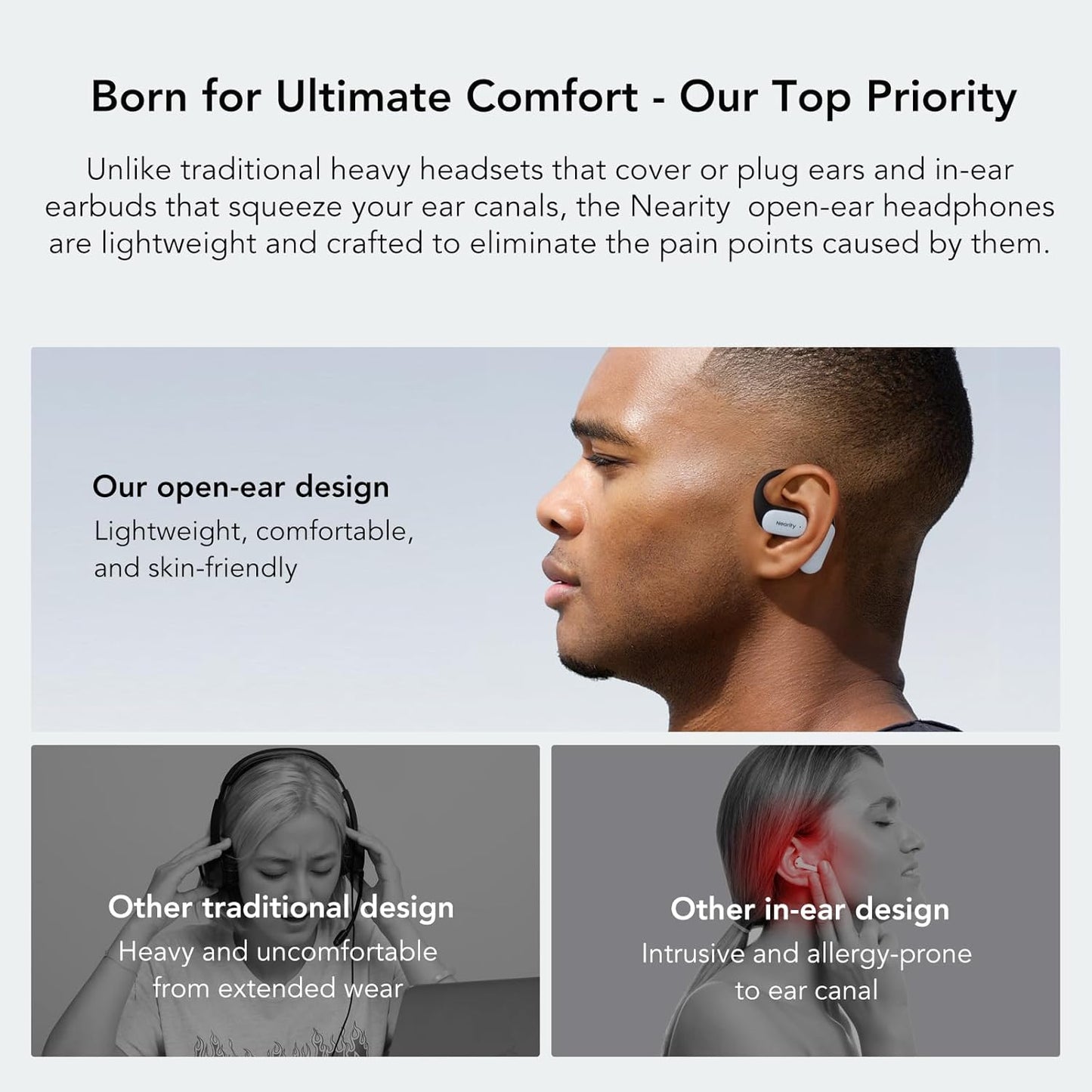 Auriculares Bluetooth de oreja abierta NEARITY conexión dual