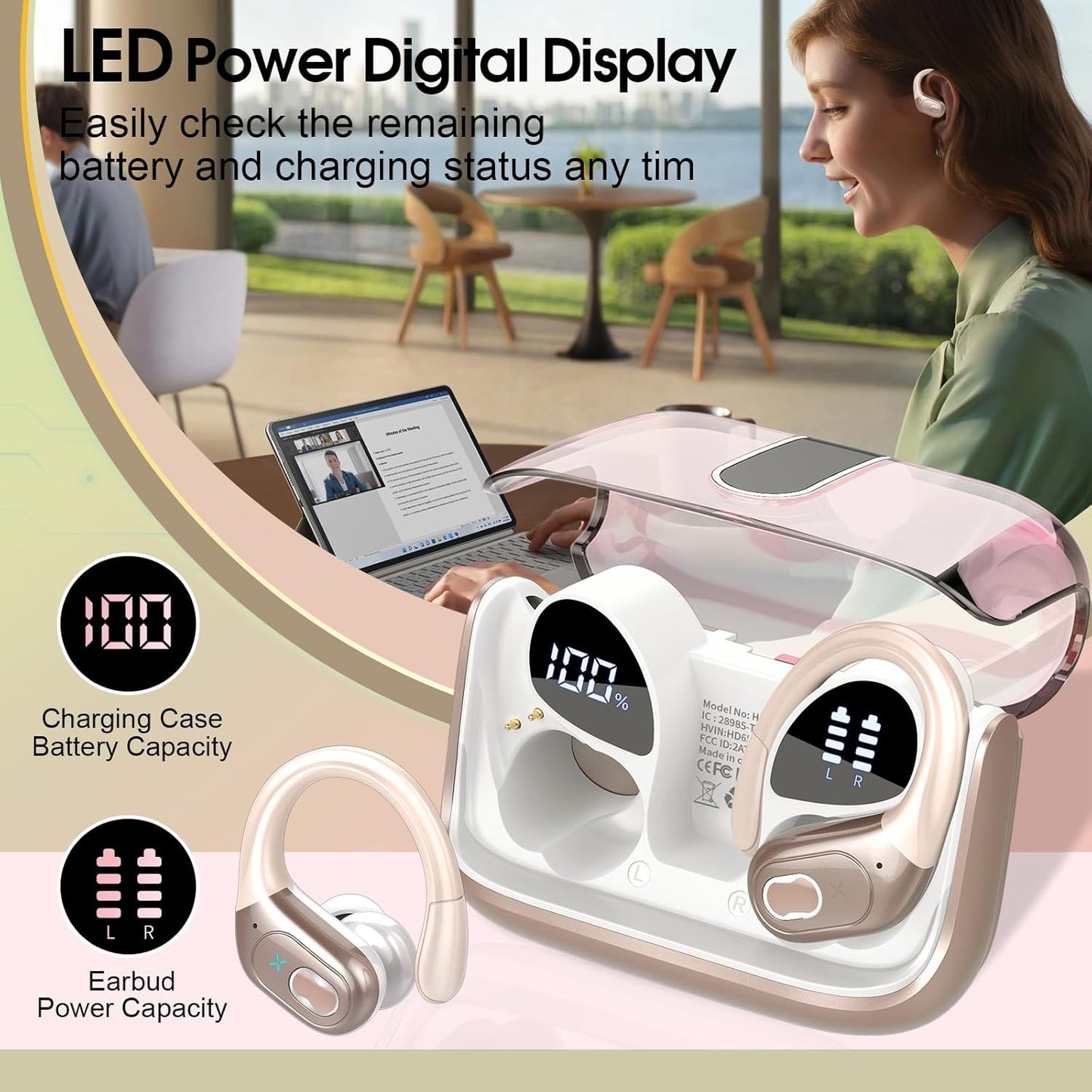 Aptkdoe HD65 Auriculares inalámbricos Bluetooth (USADO)