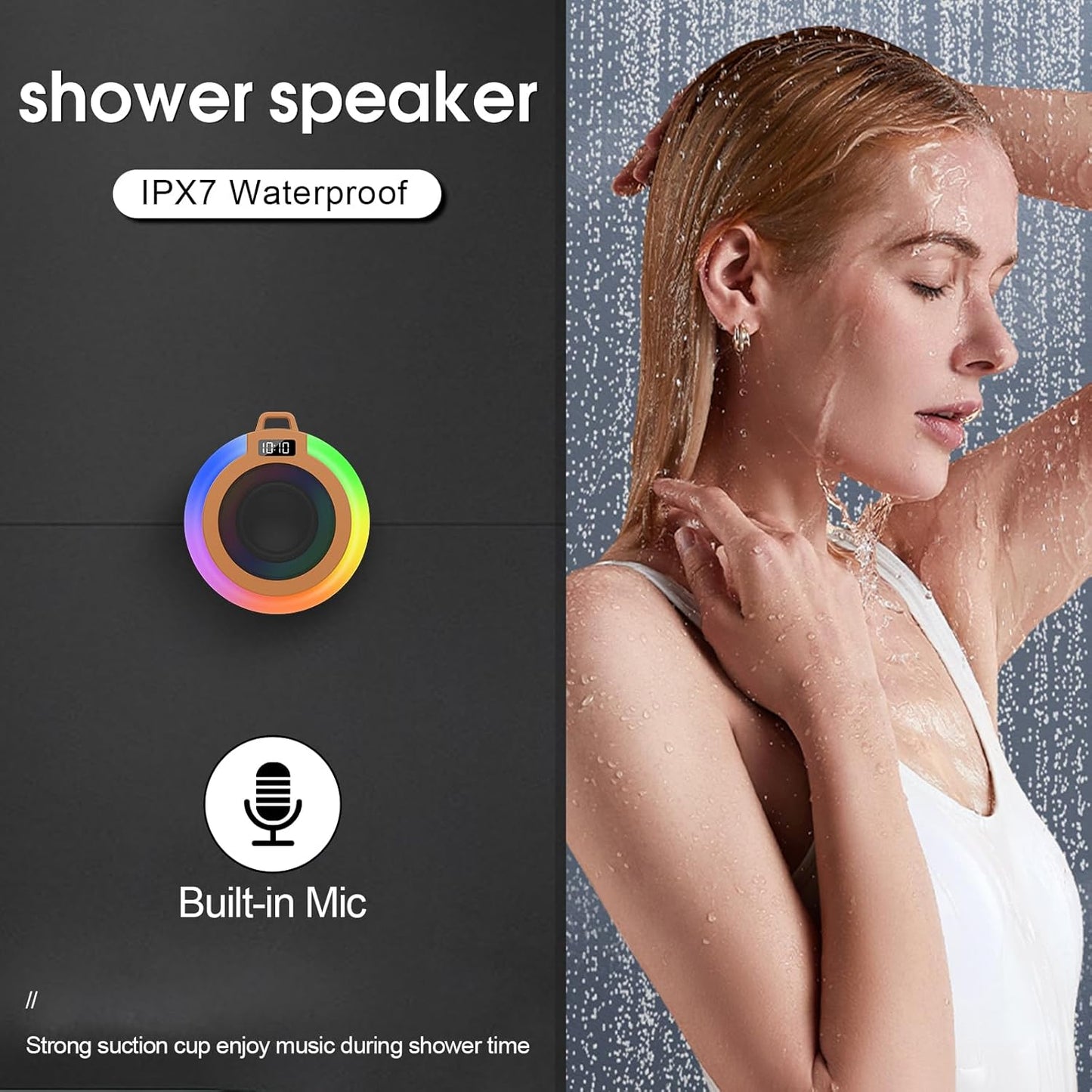 Altavoz de ducha Bluetooth Conyat M22, waterproof IPX7.(DETALLE)