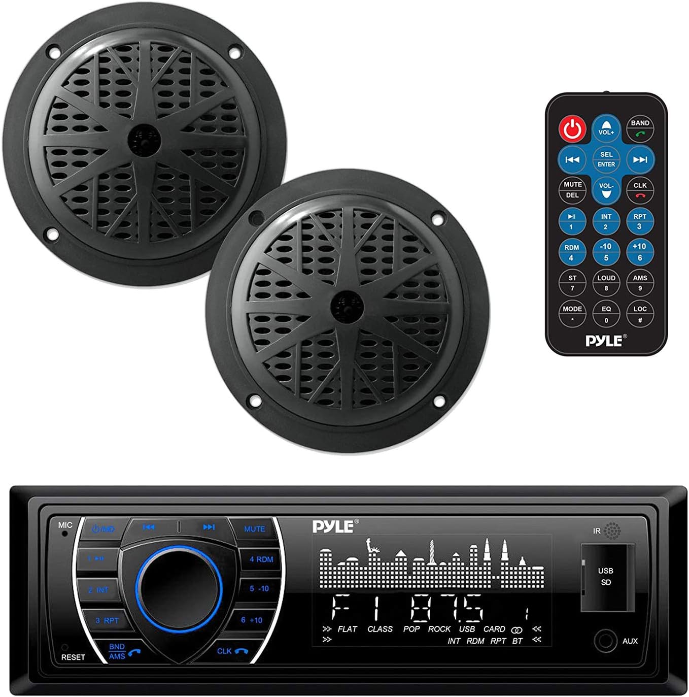 Kit de altavoces y estéreo digital LCD, impermeables, (USADO).
