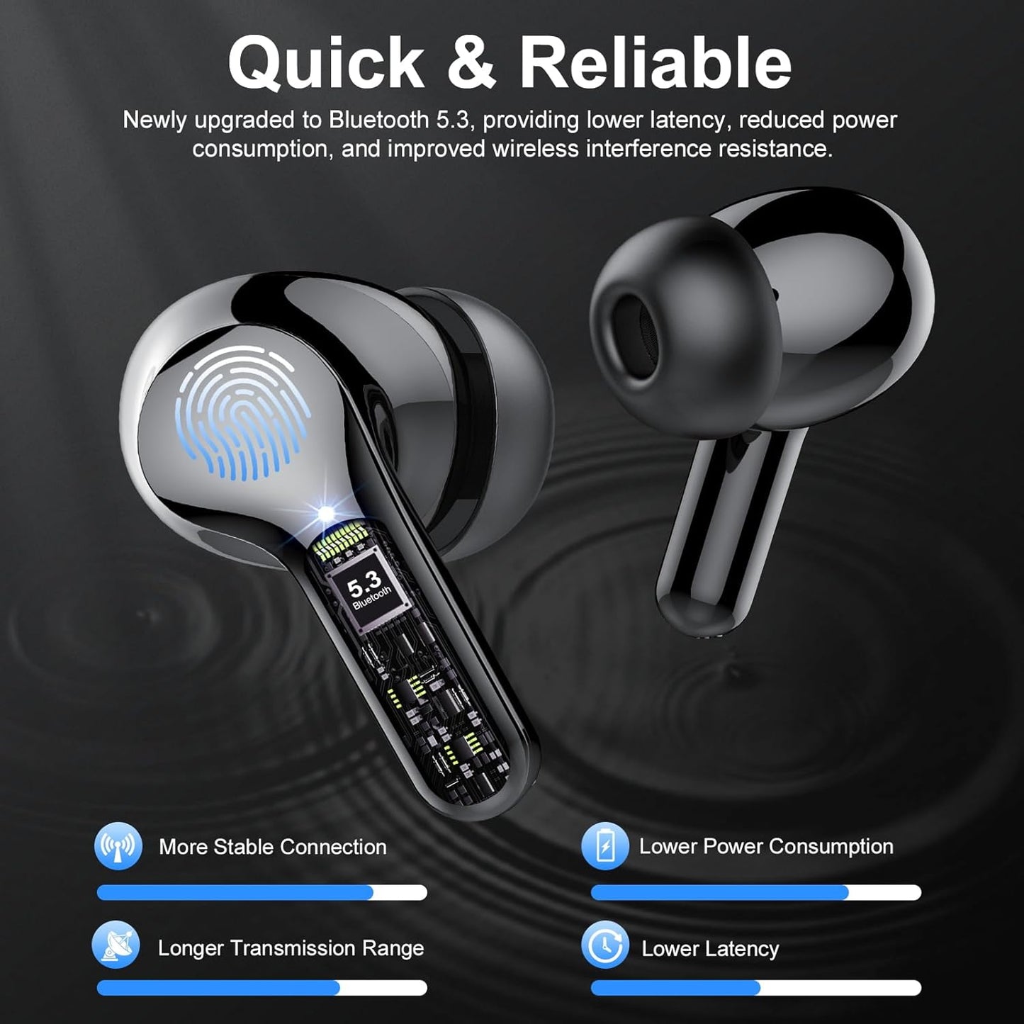 Besnoow - Auriculares Inalámbricos Bluetooth 5.3 40 Hrs