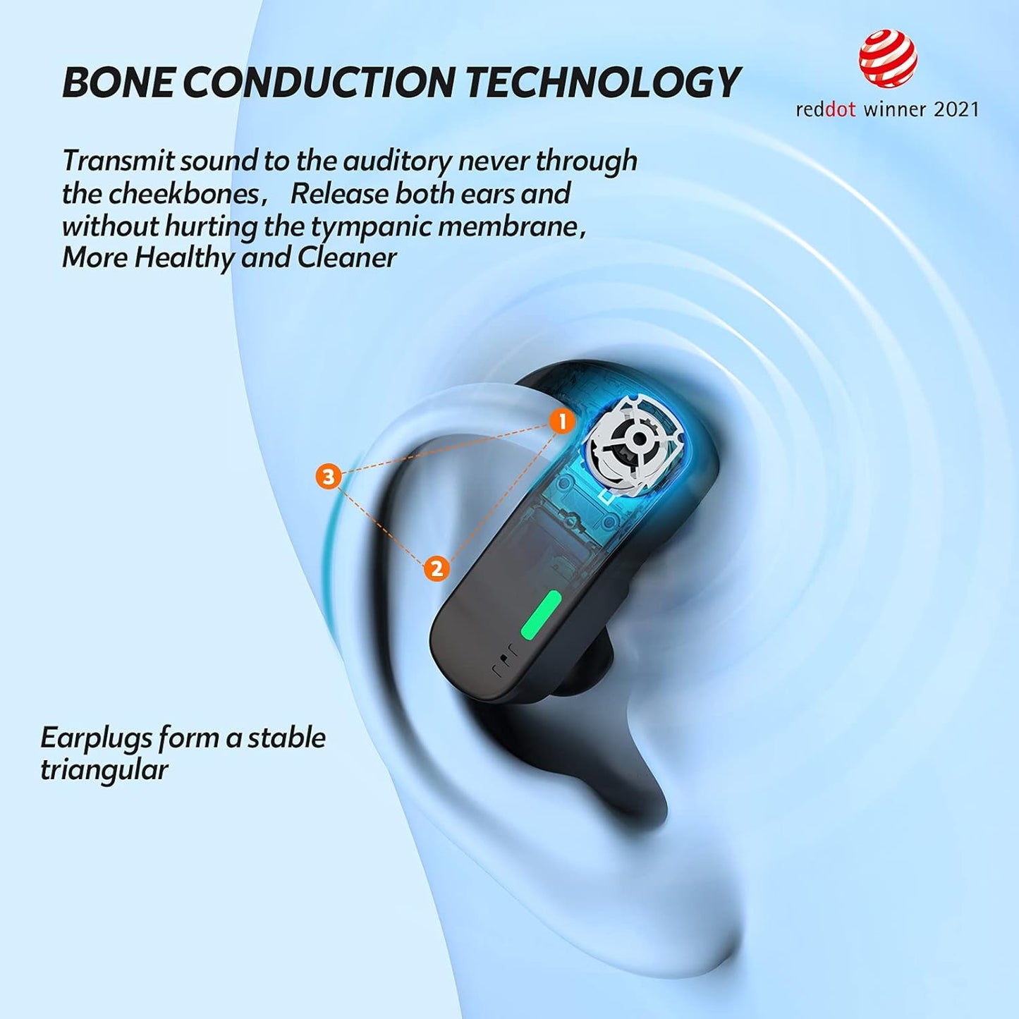 DACOM - Auriculares inalámbricos de conducción ósea con auriculares Bluetooth.