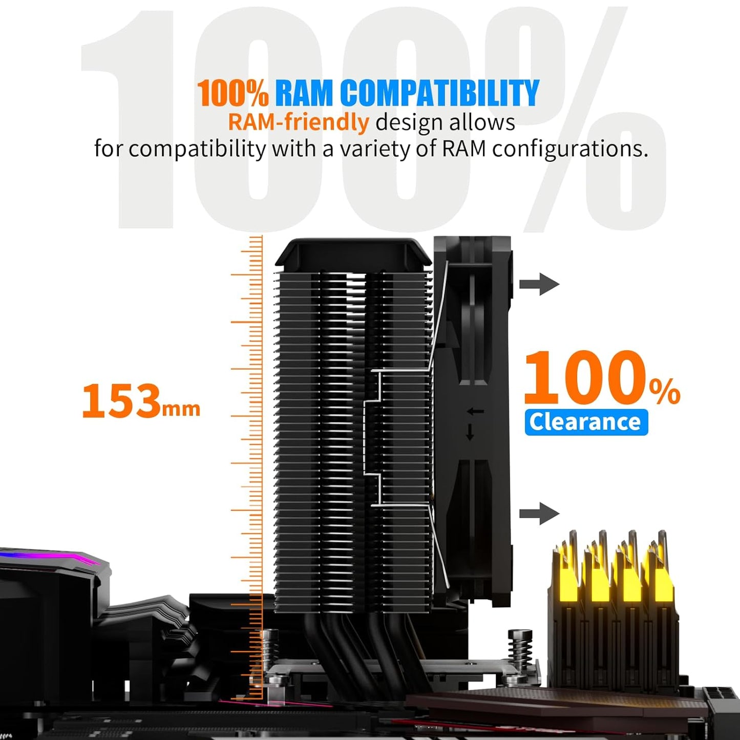 UpHere P4K Enfriador de aire de CPU de 0.236 in x 4 tubos de calor de cobre