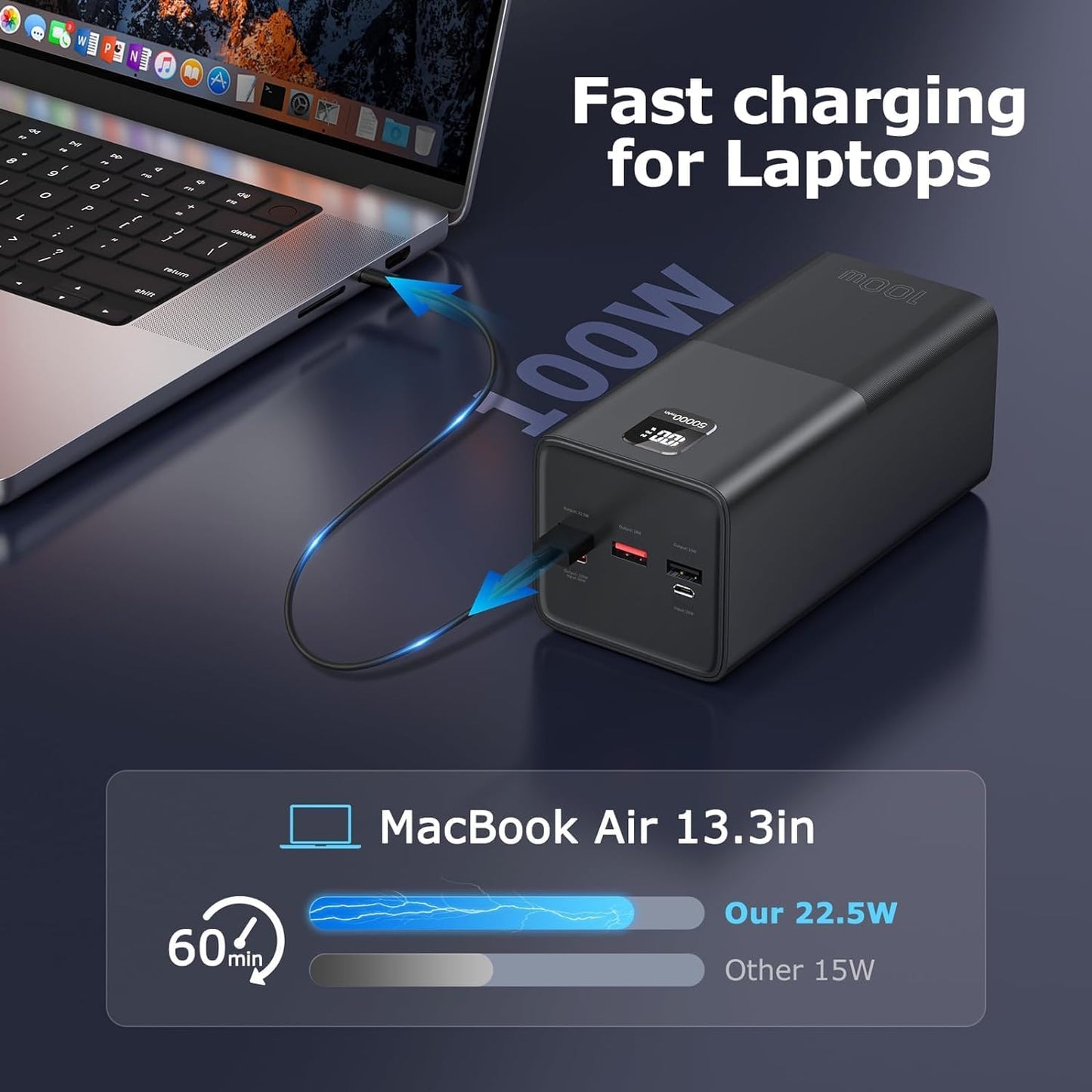 Cargador portátil de 100 W, 50000 mAh, 4 out, 3 in, (USADO).