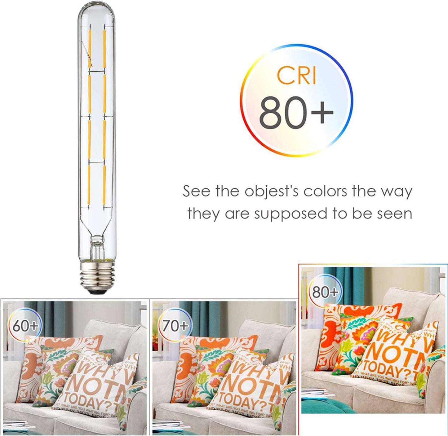 Bombilla tubular LED, Edison, regulable, 8 W, T10/T30, 4pcs.