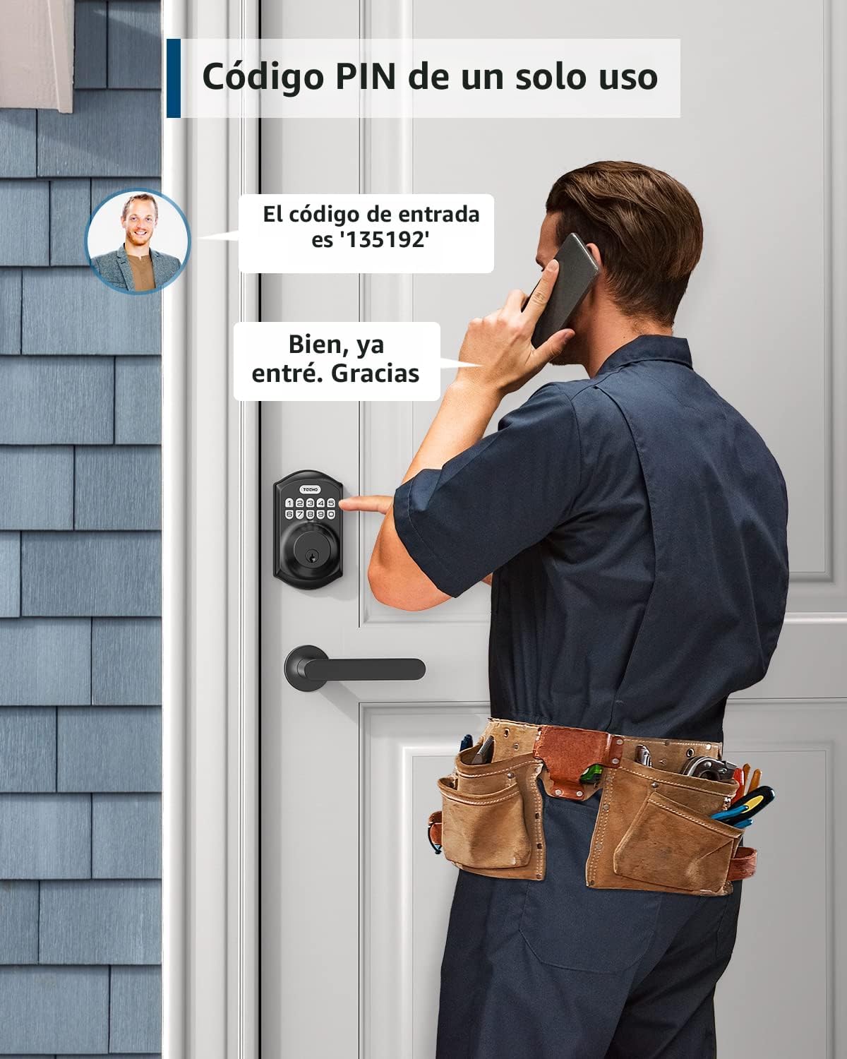Cerradura inteligente, sin llave, con teclado, con 2 llaves TEEHO TE001