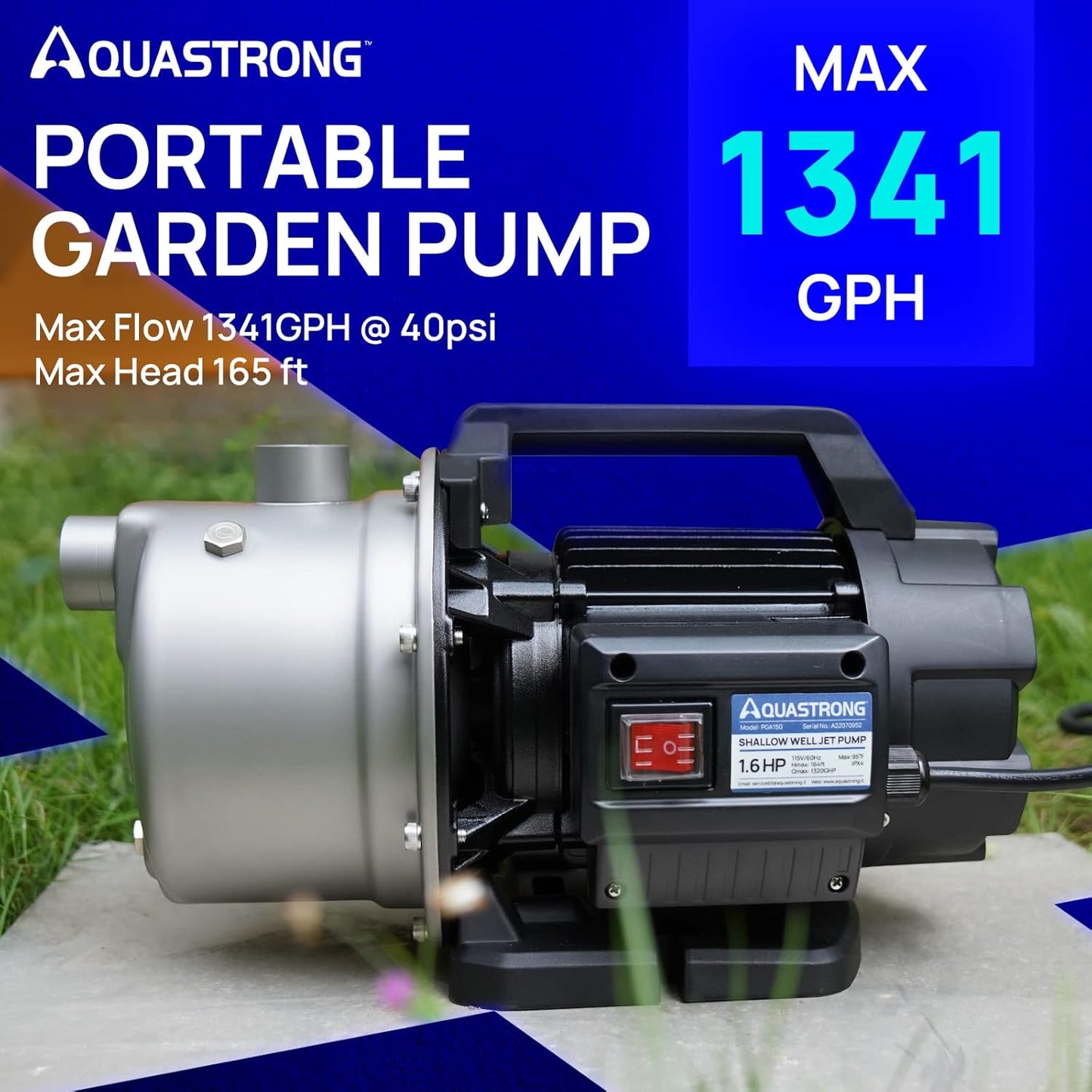 Aquastrong Bomba portátil de pozo poco profundo de 1.6HP.(USADO)