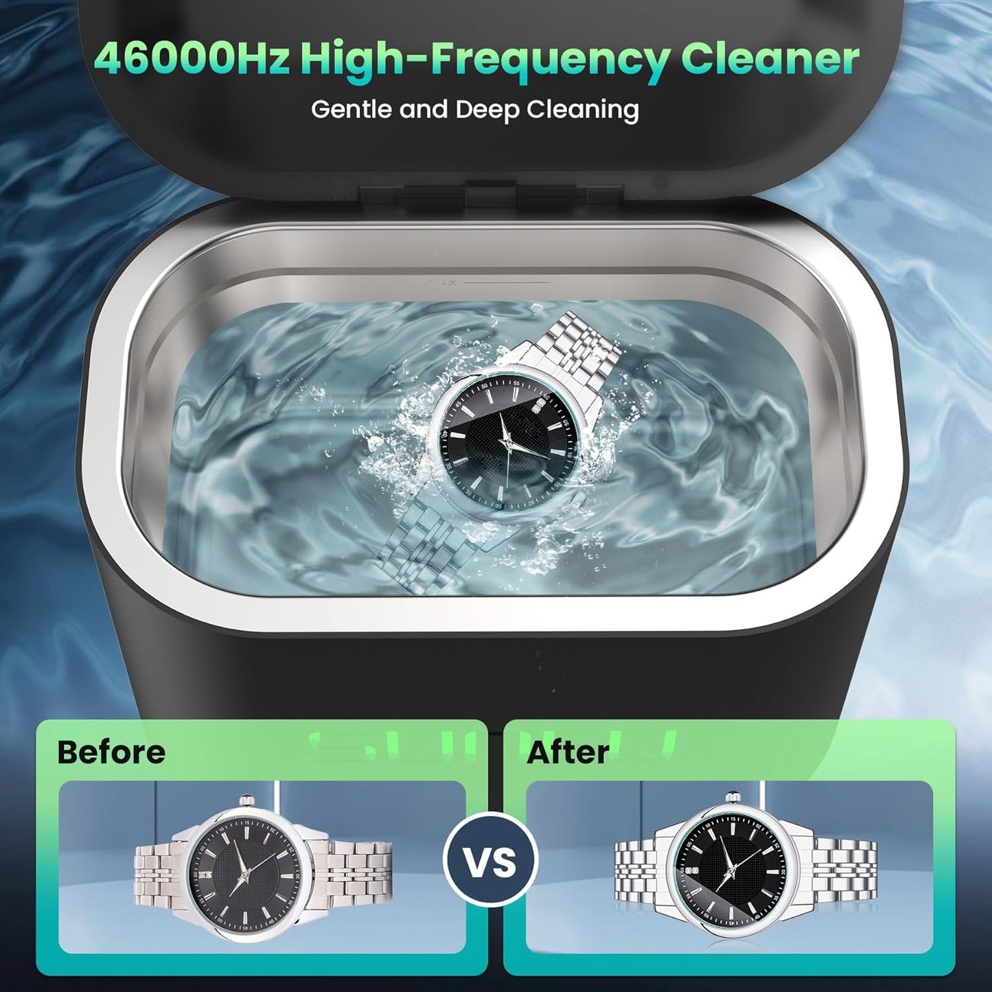 SUNLU Limpiador Ultrasónico de joyas, 91.3 fl oz con temporizador digital.