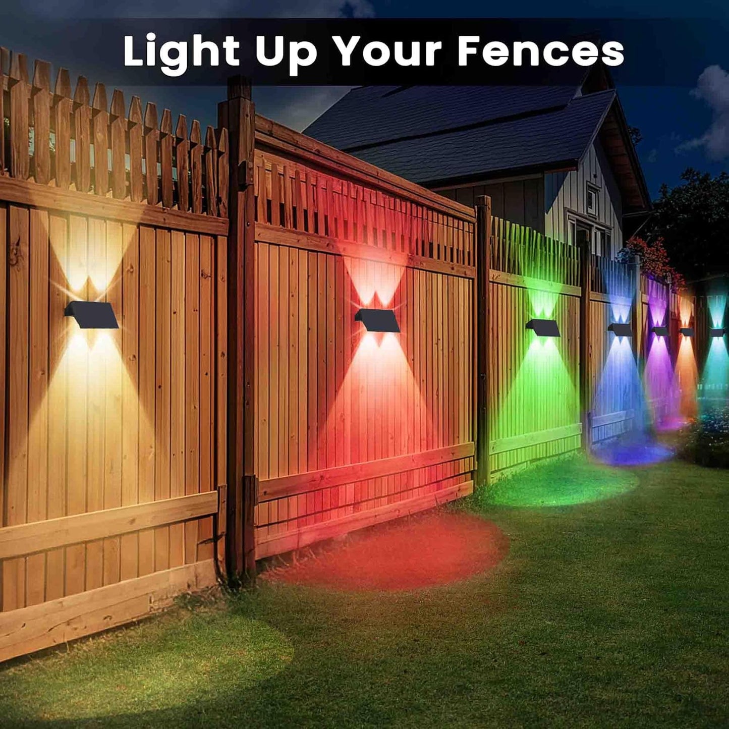 6 Luces de valla energía solar RGB y blanco