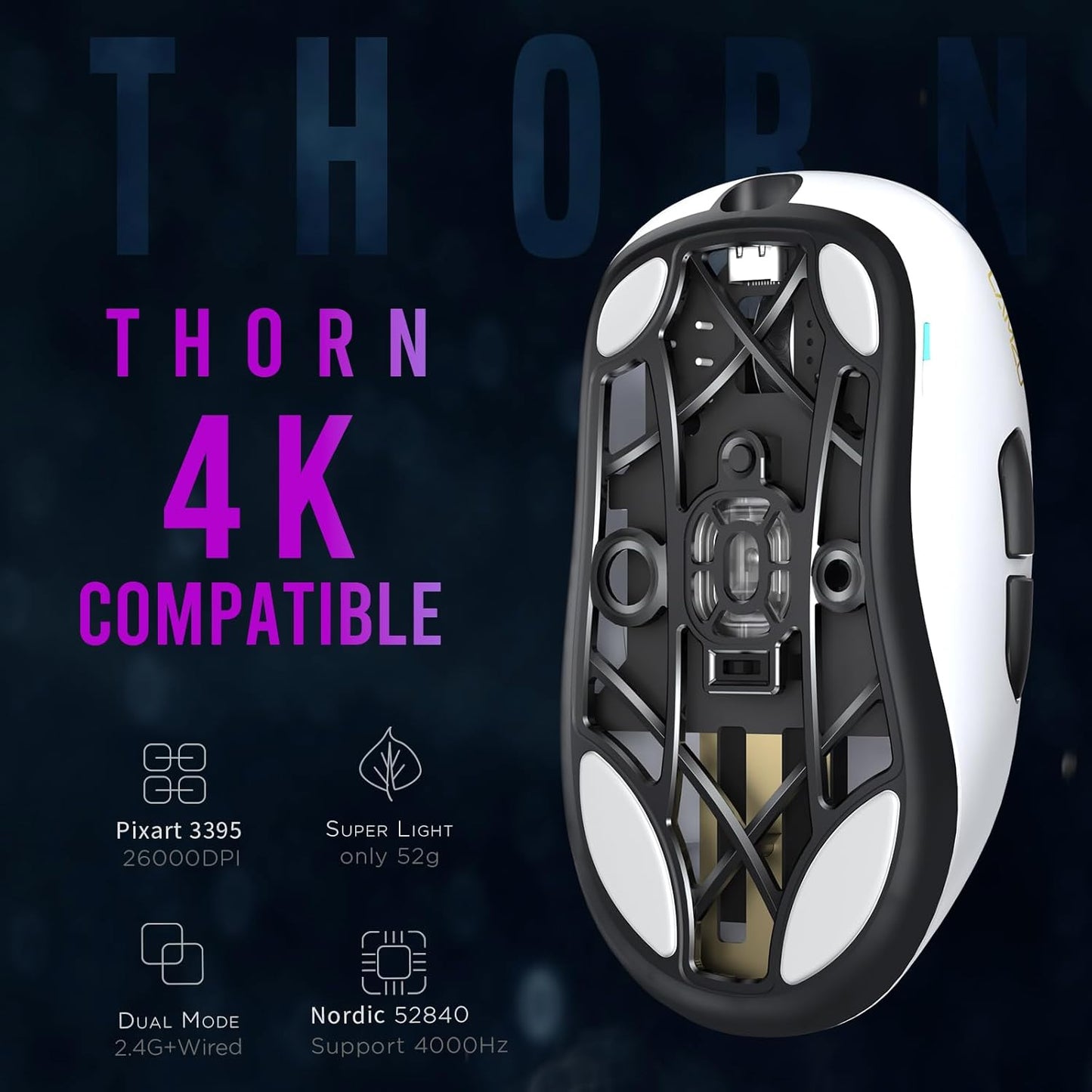 Lamzu Thorn - mouse inalámbrico para juegos, ultraligero.