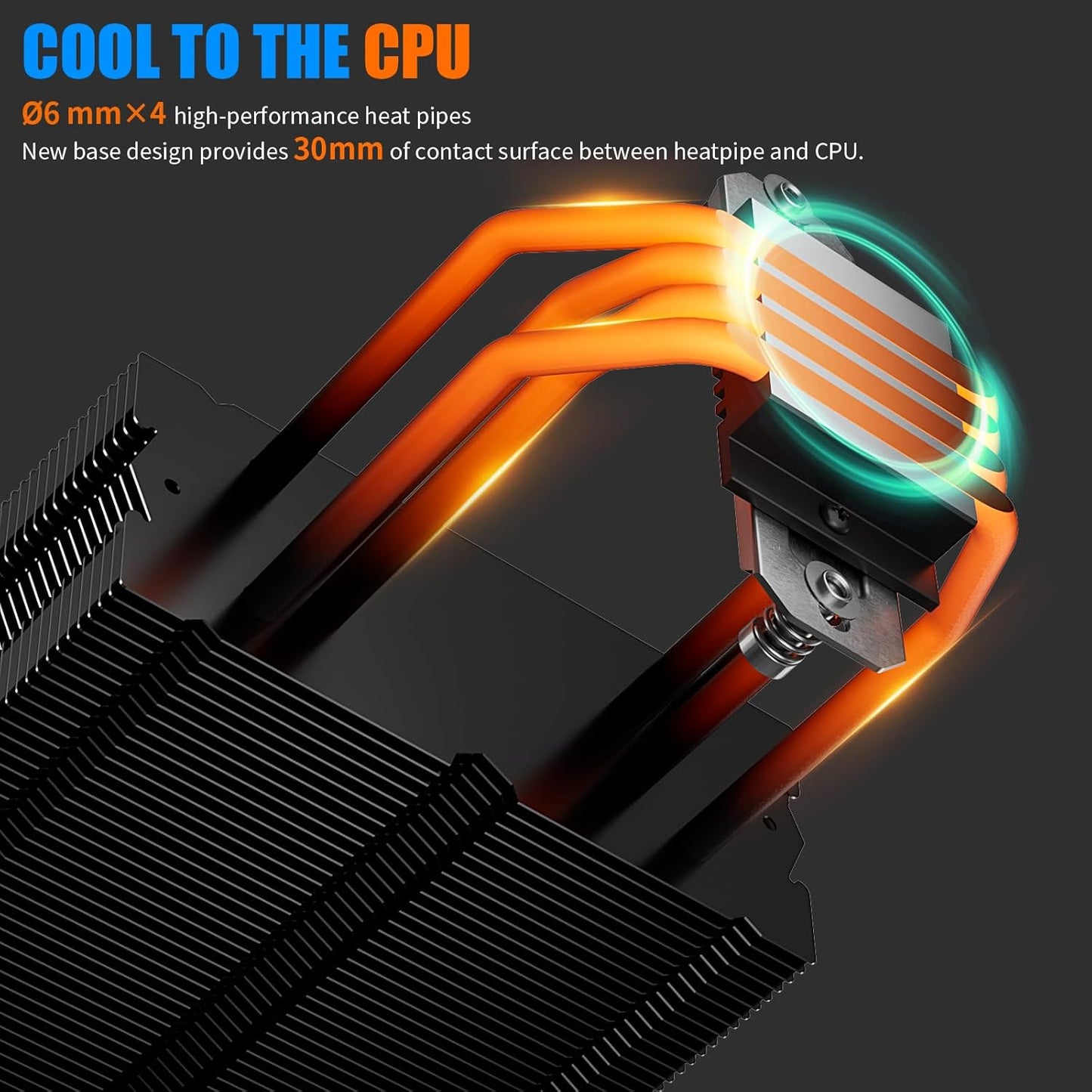 UpHere P4K Enfriador de aire de CPU de 0.236 in x 4 tubos de calor de cobre