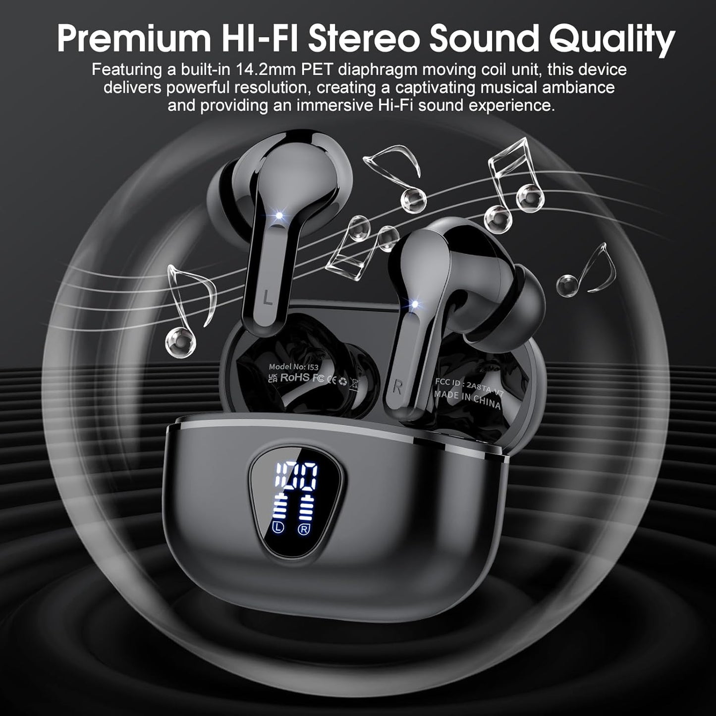 Besnoow - Auriculares Inalámbricos Bluetooth 5.3 40 Hrs