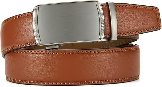 Cinturón de cuero con trinquete para hombre, ajuste personalizable.