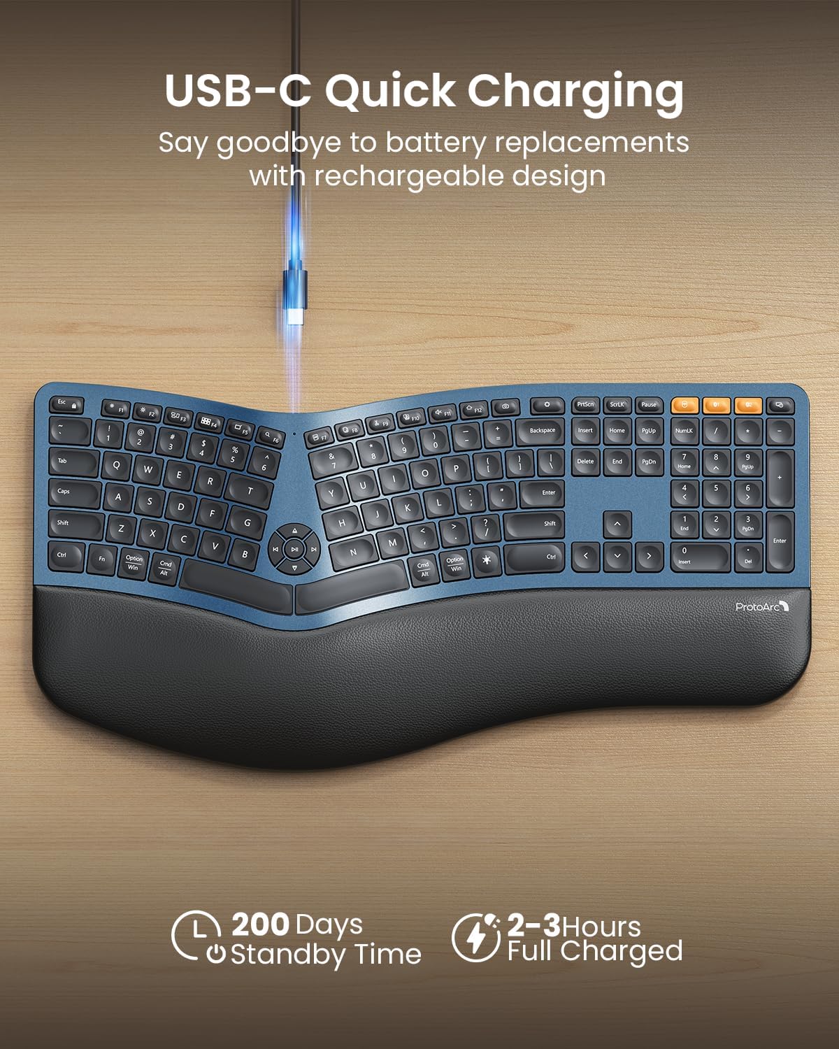 TECLADO ERGONOMICO PROTOARC EK01 PLUS, INALAMBRICO.