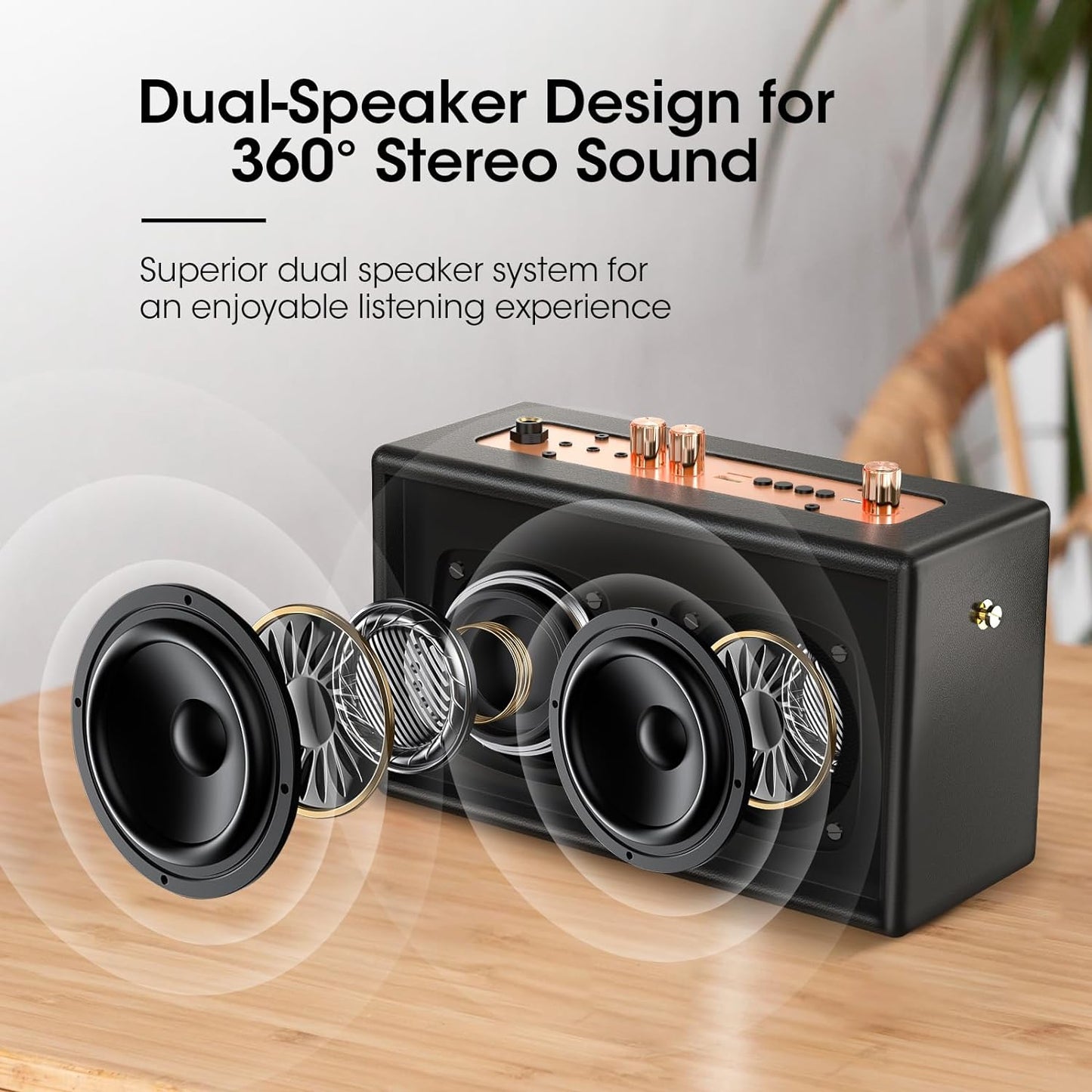 Karaoke retro con 2 micrófonos inalámbricos, Bluetooth, recargable.