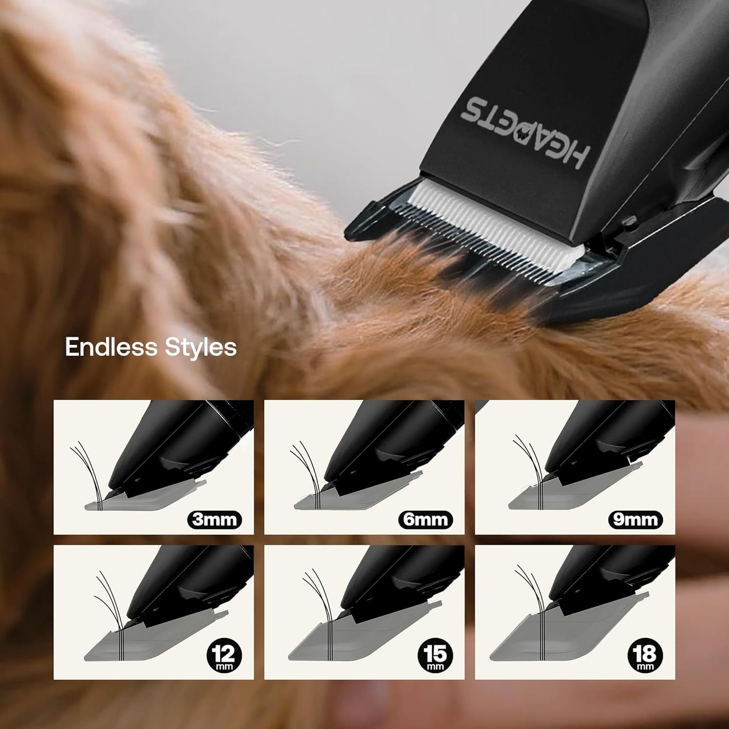 Kit de cortapelos para mascotas, sin cable, con peines y tijeras.