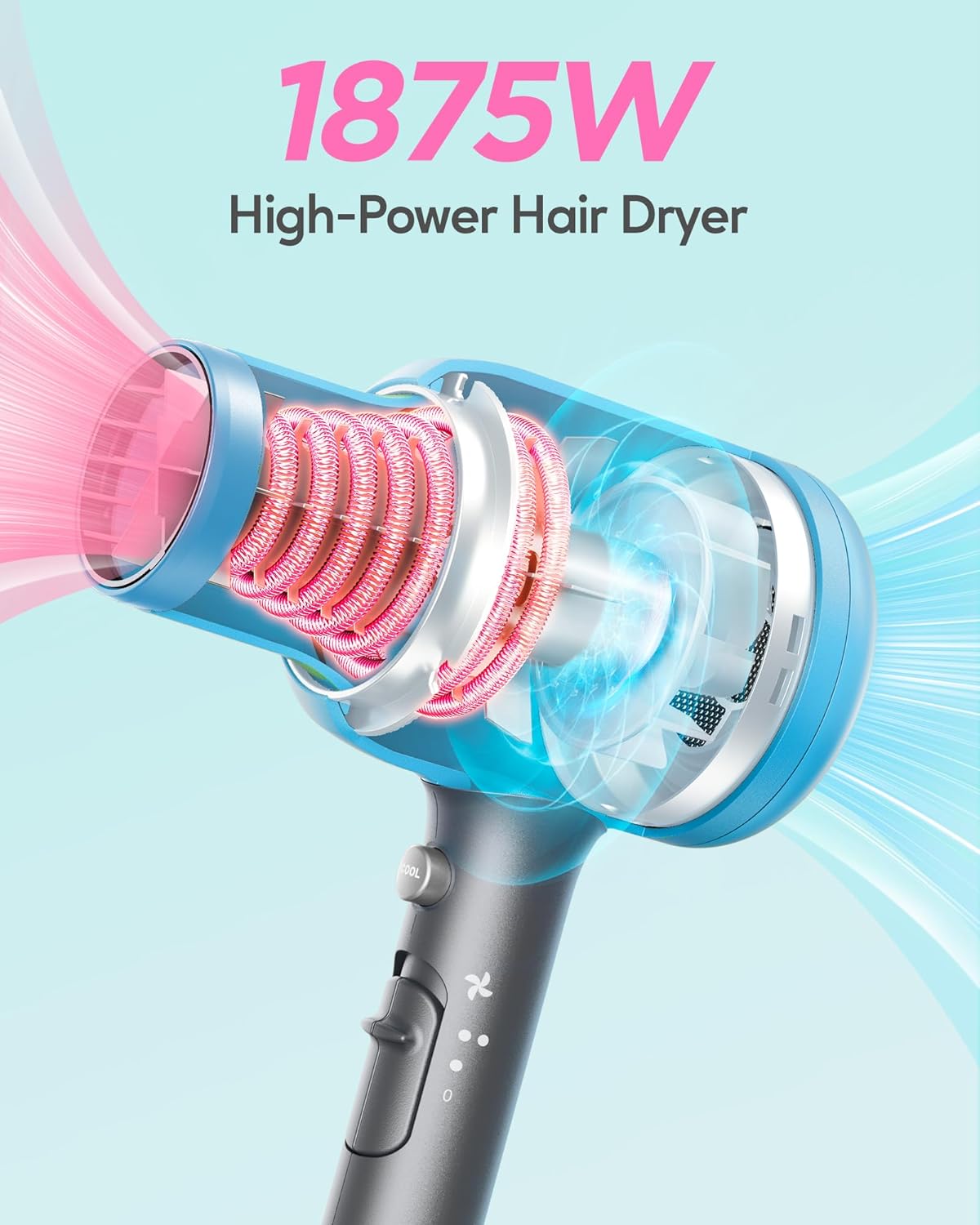 Wavytalk Secador de pelo con difusor, 3 accesorios, ionico.