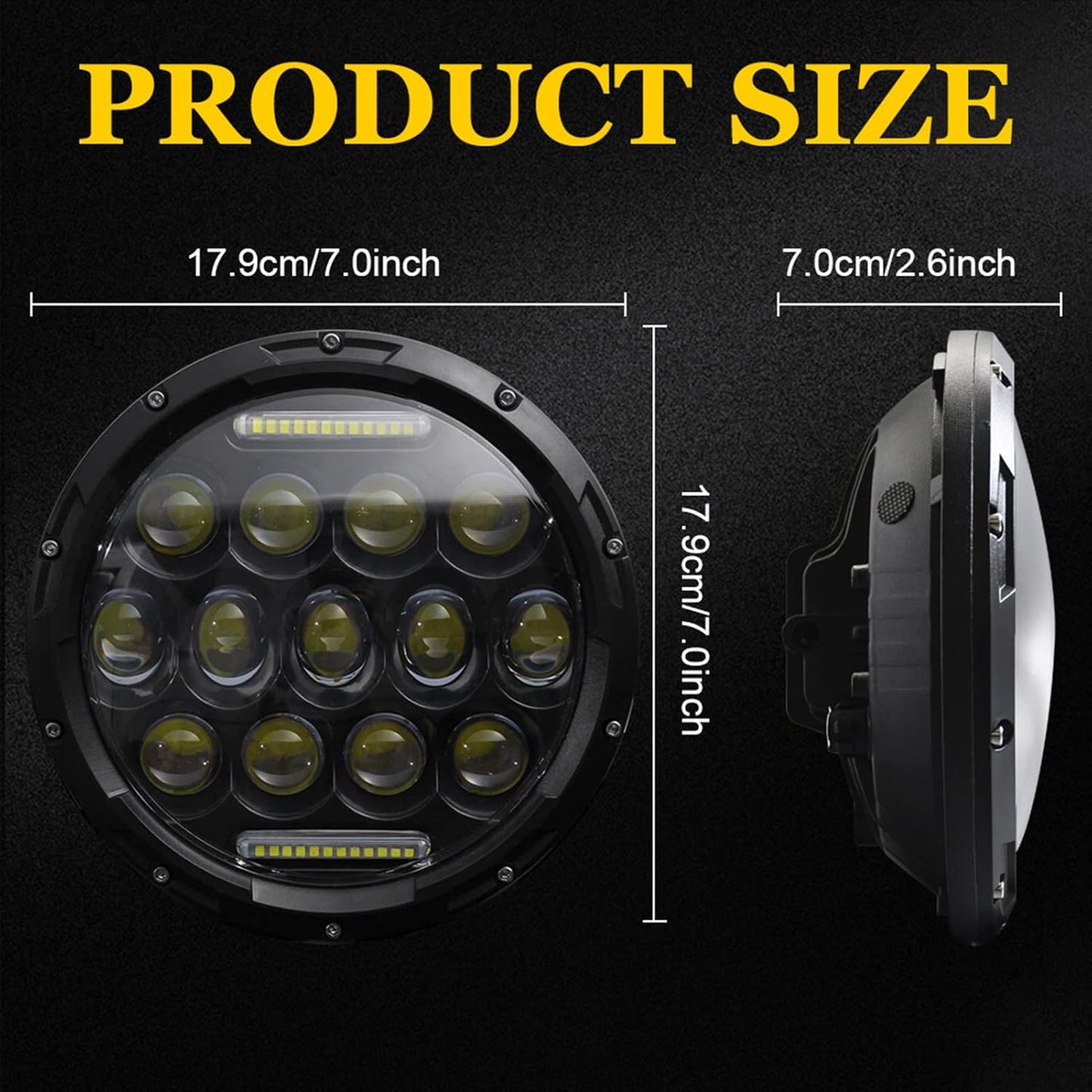 Faro alto para Jeep Wrangler, LED, 7", 6000K, 2 unidades.