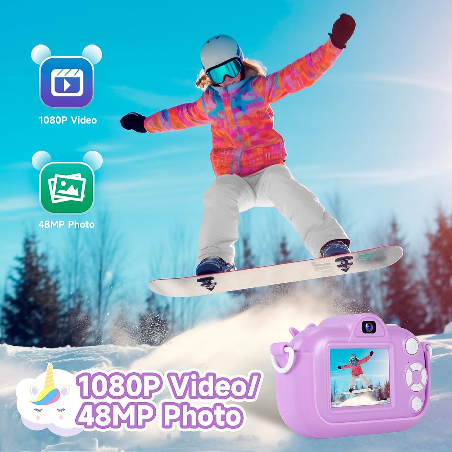 Cámara digital para niños foto, video y videojuegos 32GB
