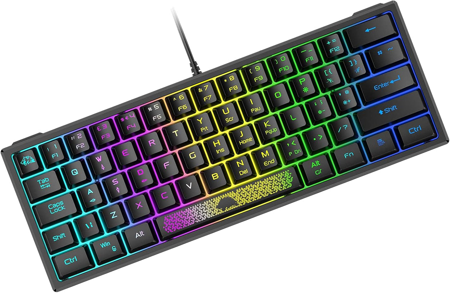 ZIYOU LANG Teclado para videojuegos K61 60% mini portátil.